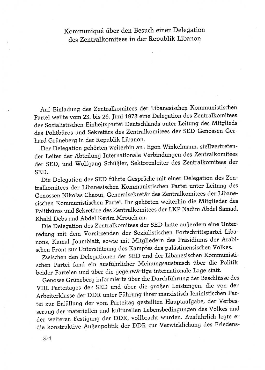 Dokumente der Sozialistischen Einheitspartei Deutschlands (SED) [Deutsche Demokratische Republik (DDR)] 1972-1973, Seite 374 (Dok. SED DDR 1972-1973, S. 374)