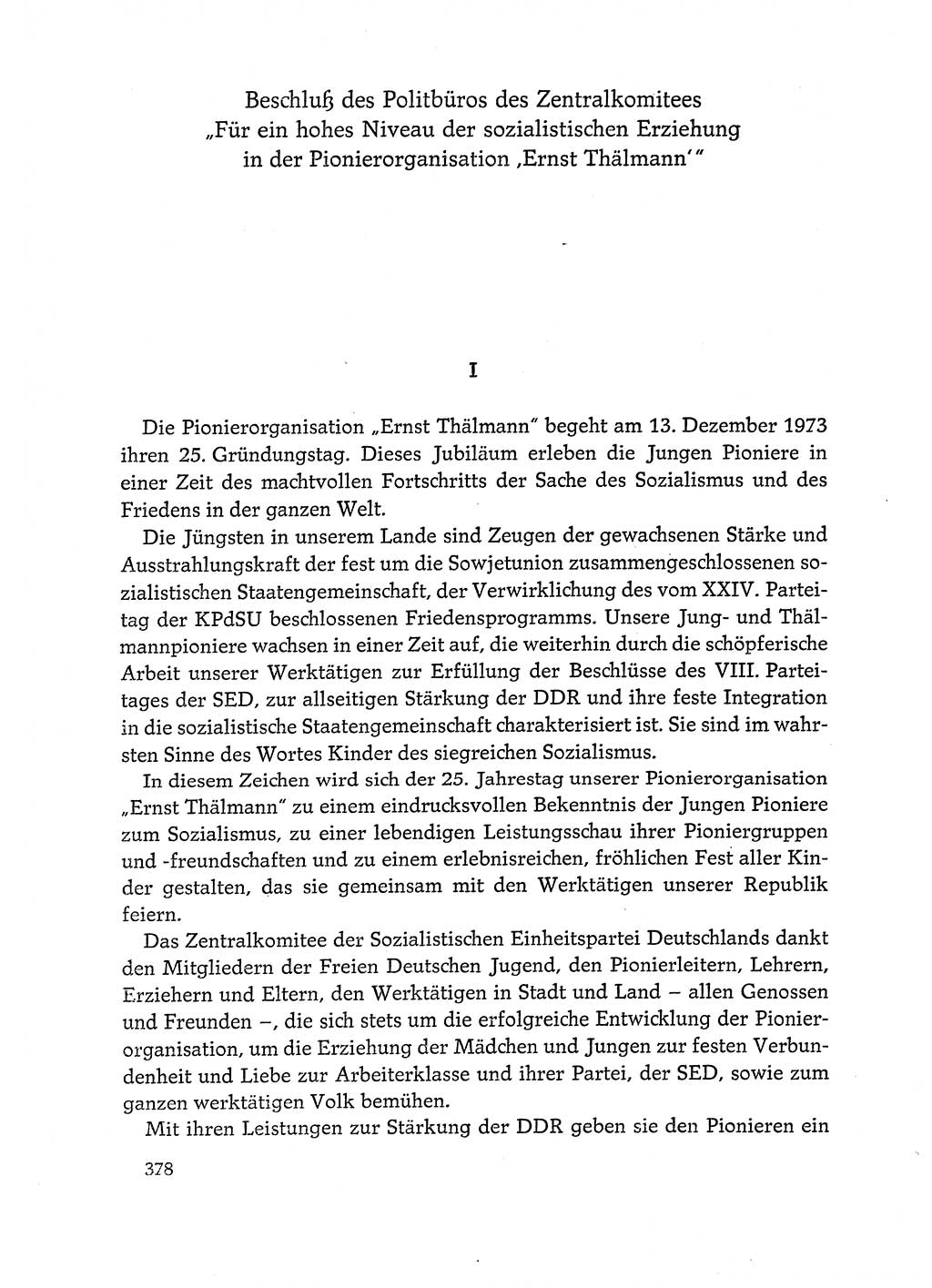 Dokumente der Sozialistischen Einheitspartei Deutschlands (SED) [Deutsche Demokratische Republik (DDR)] 1972-1973, Seite 378 (Dok. SED DDR 1972-1973, S. 378)