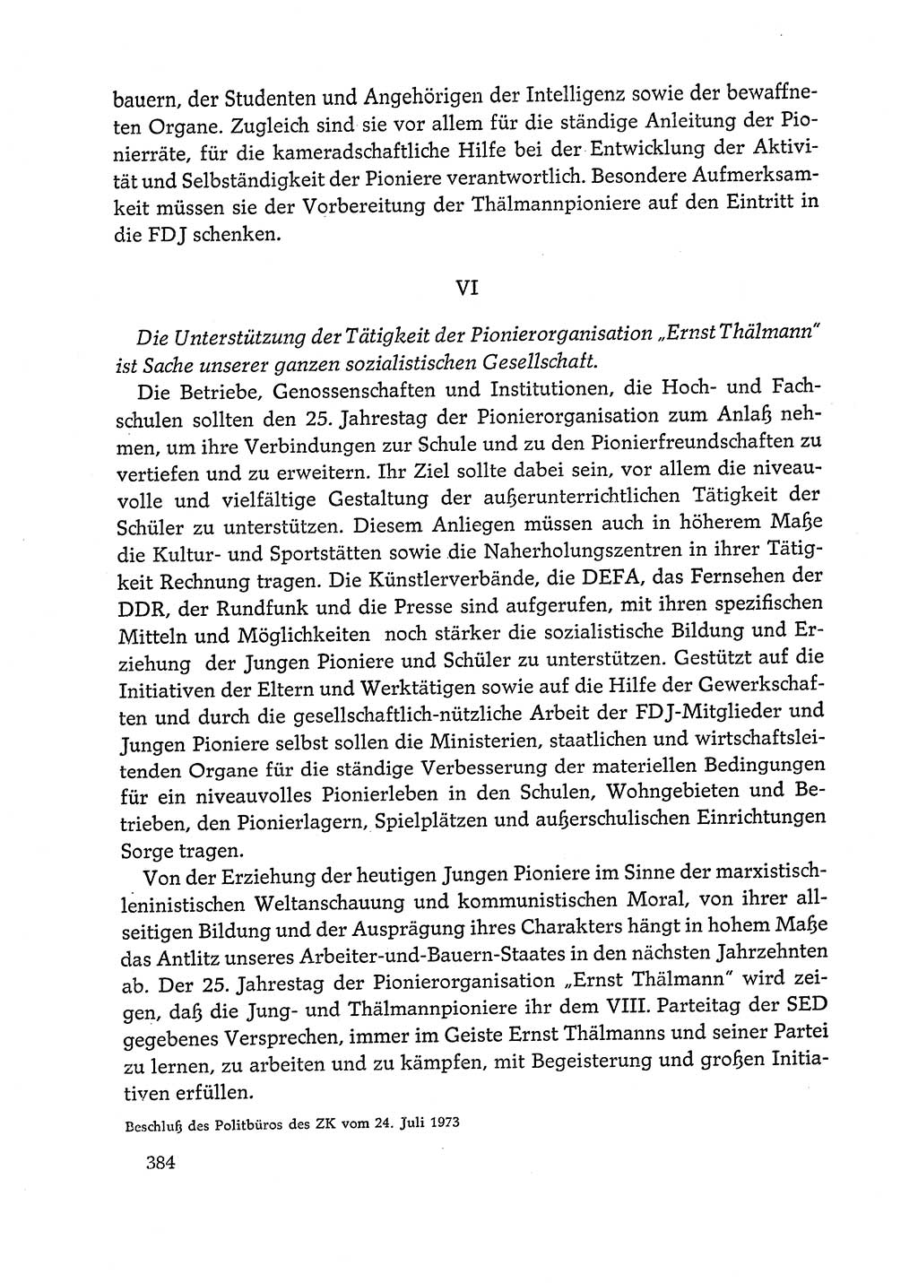 Dokumente der Sozialistischen Einheitspartei Deutschlands (SED) [Deutsche Demokratische Republik (DDR)] 1972-1973, Seite 384 (Dok. SED DDR 1972-1973, S. 384)