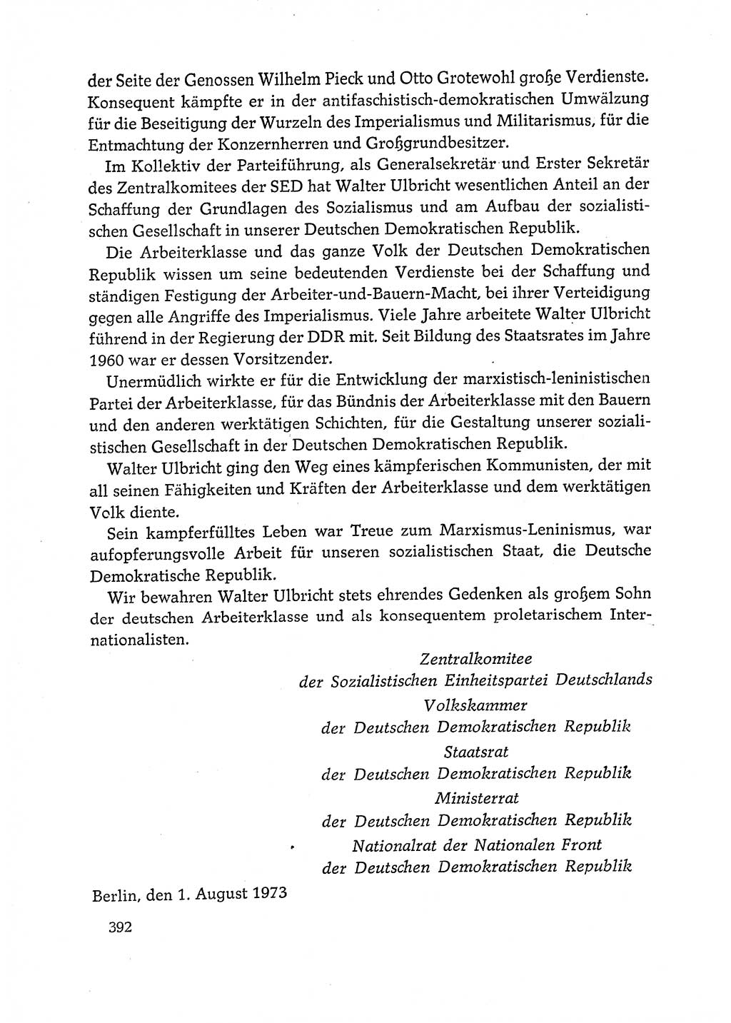 Dokumente der Sozialistischen Einheitspartei Deutschlands (SED) [Deutsche Demokratische Republik (DDR)] 1972-1973, Seite 392 (Dok. SED DDR 1972-1973, S. 392)