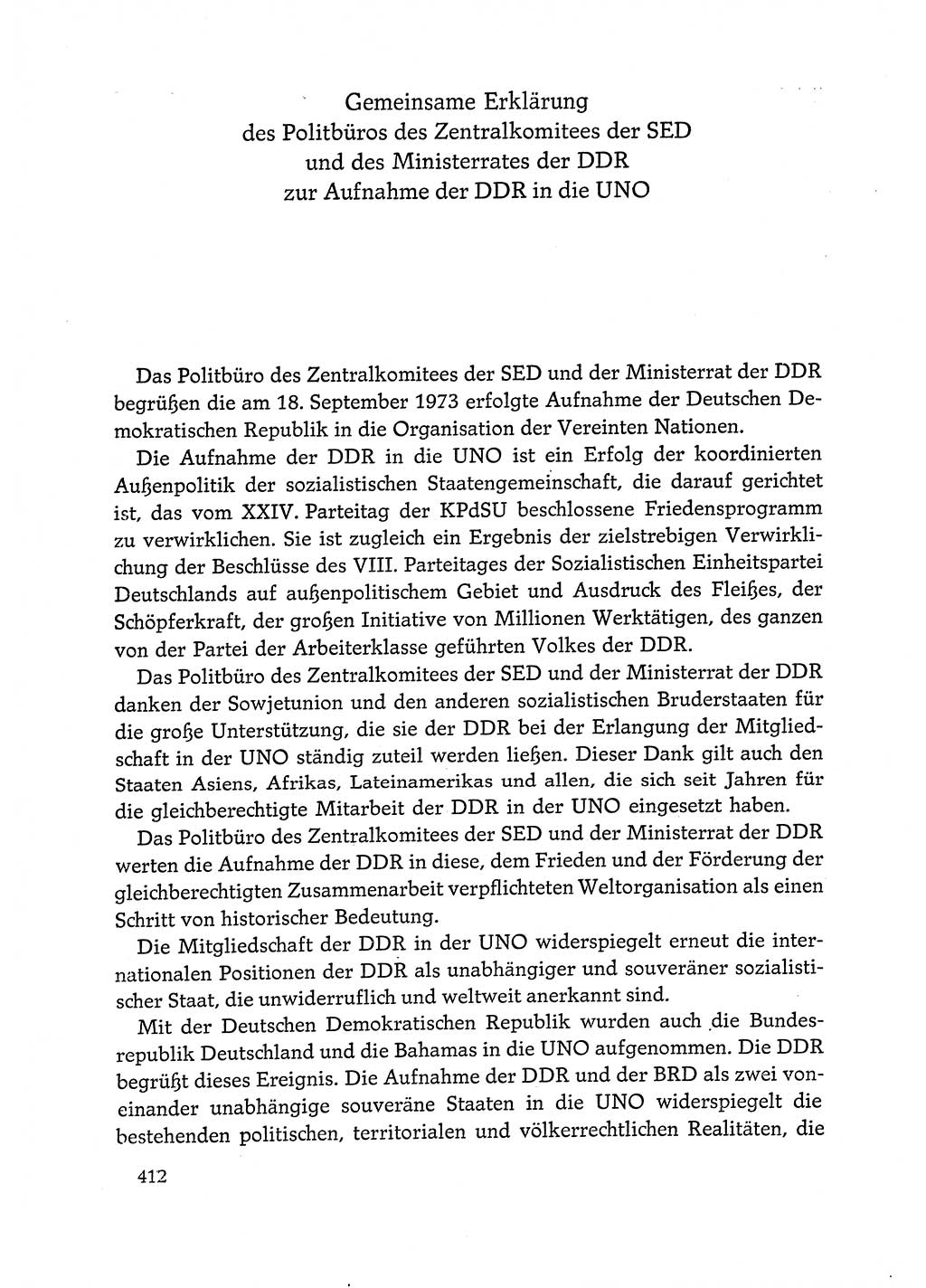 Dokumente der Sozialistischen Einheitspartei Deutschlands (SED) [Deutsche Demokratische Republik (DDR)] 1972-1973, Seite 412 (Dok. SED DDR 1972-1973, S. 412)