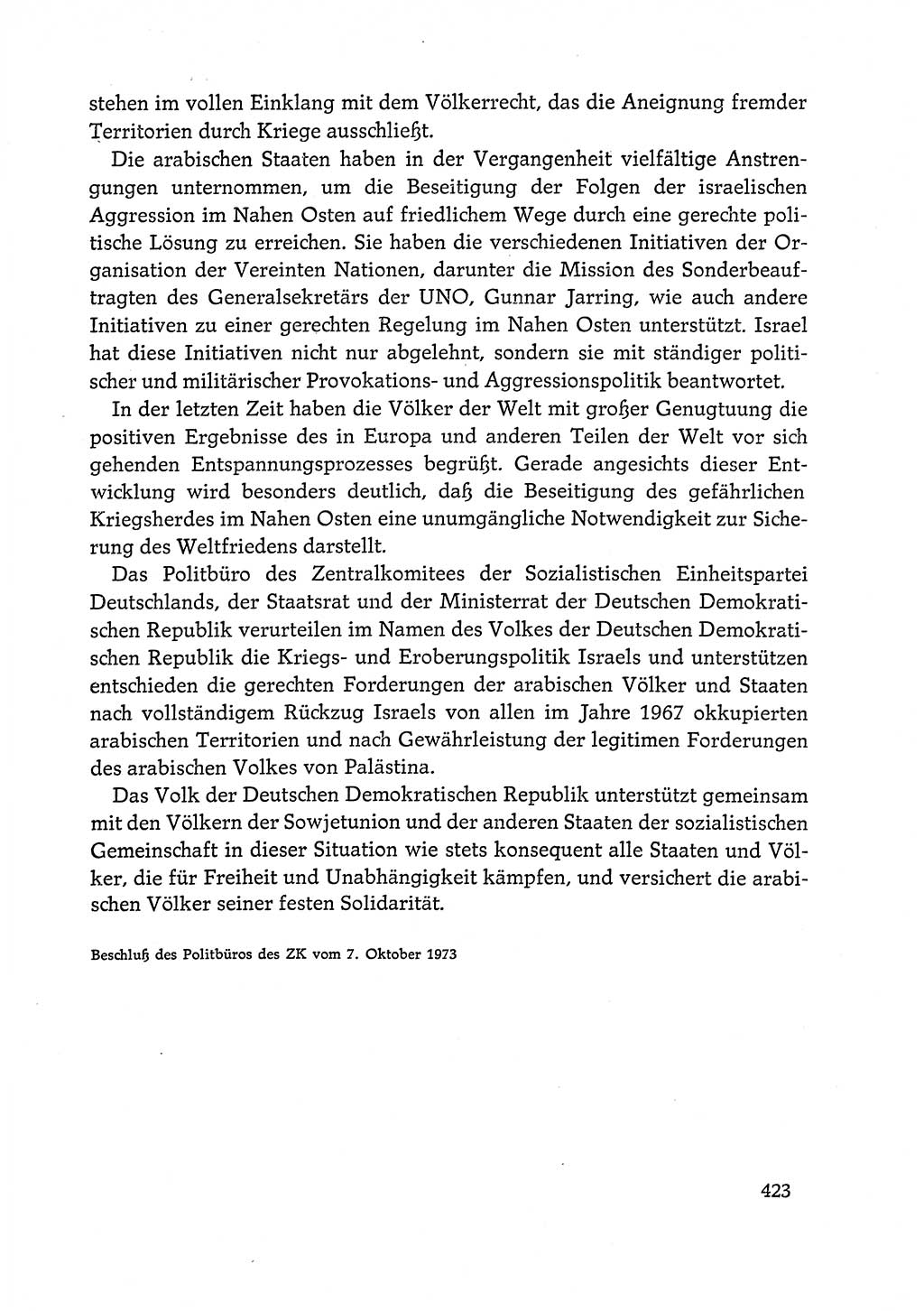 Dokumente der Sozialistischen Einheitspartei Deutschlands (SED) [Deutsche Demokratische Republik (DDR)] 1972-1973, Seite 423 (Dok. SED DDR 1972-1973, S. 423)