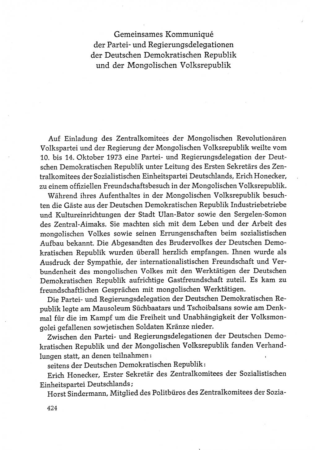 Dokumente der Sozialistischen Einheitspartei Deutschlands (SED) [Deutsche Demokratische Republik (DDR)] 1972-1973, Seite 424 (Dok. SED DDR 1972-1973, S. 424)