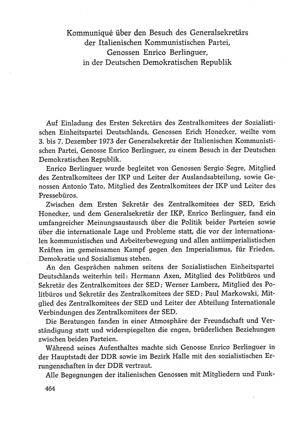 Dokumente der Sozialistischen Einheitspartei Deutschlands (SED) [Deutsche Demokratische Republik (DDR)] 1972-1973, Seite 464 (Dok. SED DDR 1972-1973, S. 464)