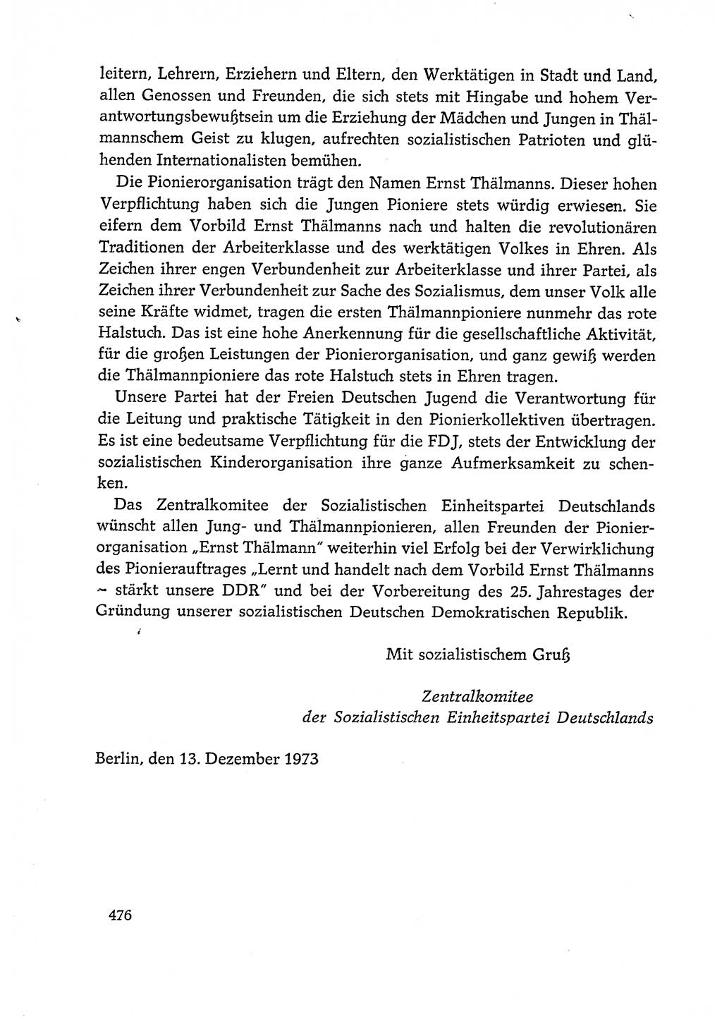 Dokumente der Sozialistischen Einheitspartei Deutschlands (SED) [Deutsche Demokratische Republik (DDR)] 1972-1973, Seite 476 (Dok. SED DDR 1972-1973, S. 476)