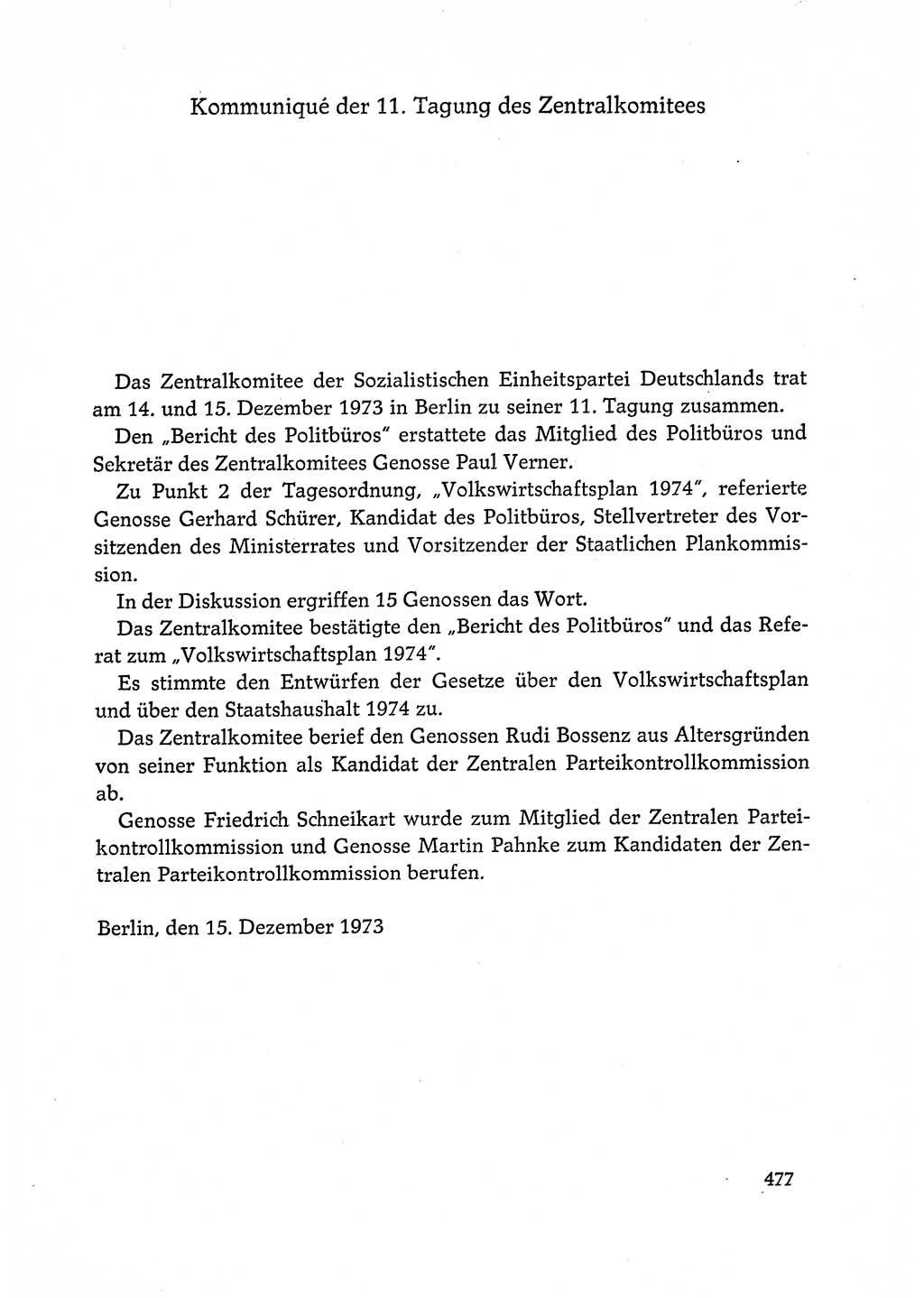 Dokumente der Sozialistischen Einheitspartei Deutschlands (SED) [Deutsche Demokratische Republik (DDR)] 1972-1973, Seite 477 (Dok. SED DDR 1972-1973, S. 477)