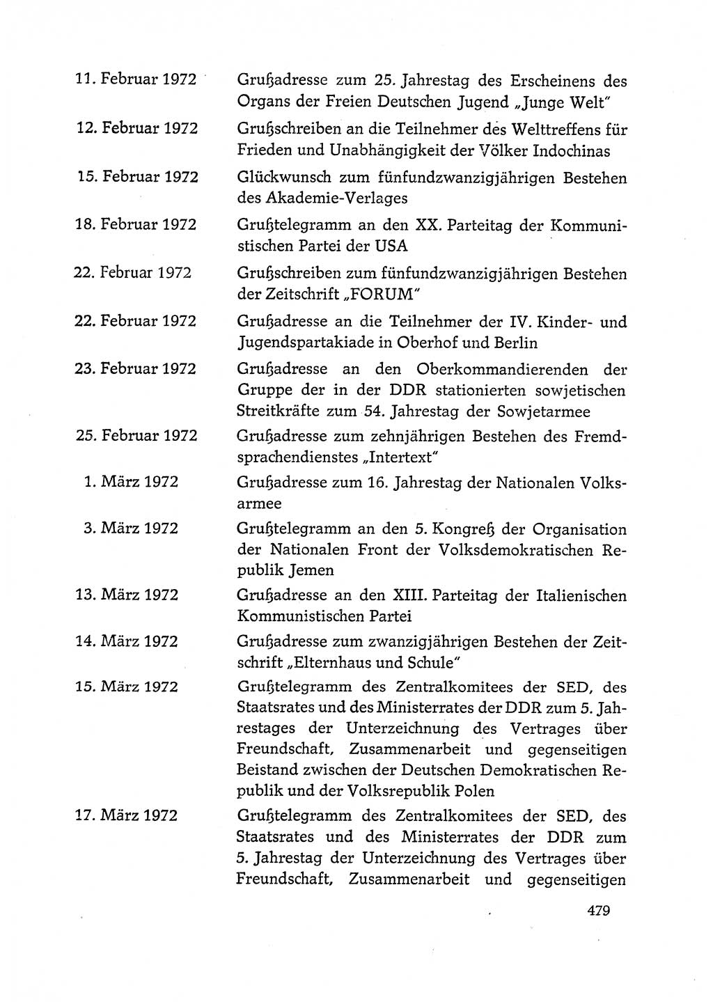 Dokumente der Sozialistischen Einheitspartei Deutschlands (SED) [Deutsche Demokratische Republik (DDR)] 1972-1973, Seite 479 (Dok. SED DDR 1972-1973, S. 479)