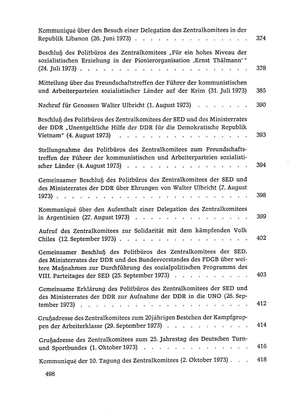 Dokumente der Sozialistischen Einheitspartei Deutschlands (SED) [Deutsche Demokratische Republik (DDR)] 1972-1973, Seite 498 (Dok. SED DDR 1972-1973, S. 498)