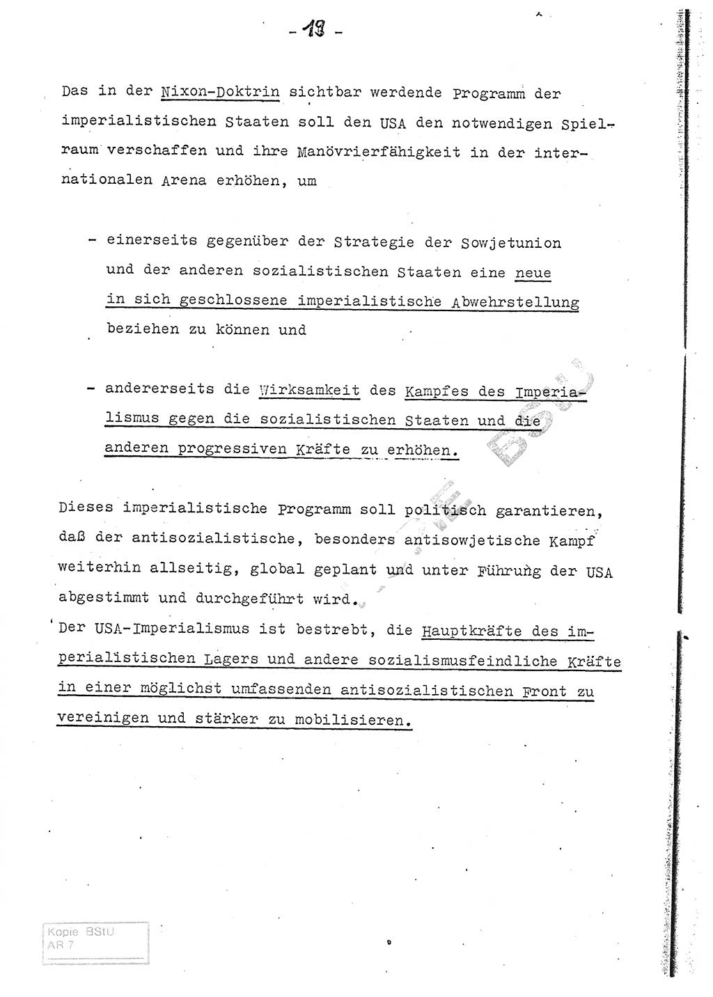 Referat (Entwurf) des Genossen Minister (Generaloberst Erich Mielke) auf der Dienstkonferenz 1972, Ministerium für Staatssicherheit (MfS) [Deutsche Demokratische Republik (DDR)], Der Minister, Geheime Verschlußsache (GVS) 008-150/72, Berlin 25.2.1972, Seite 19 (Ref. Entw. DK MfS DDR Min. GVS 008-150/72 1972, S. 19)