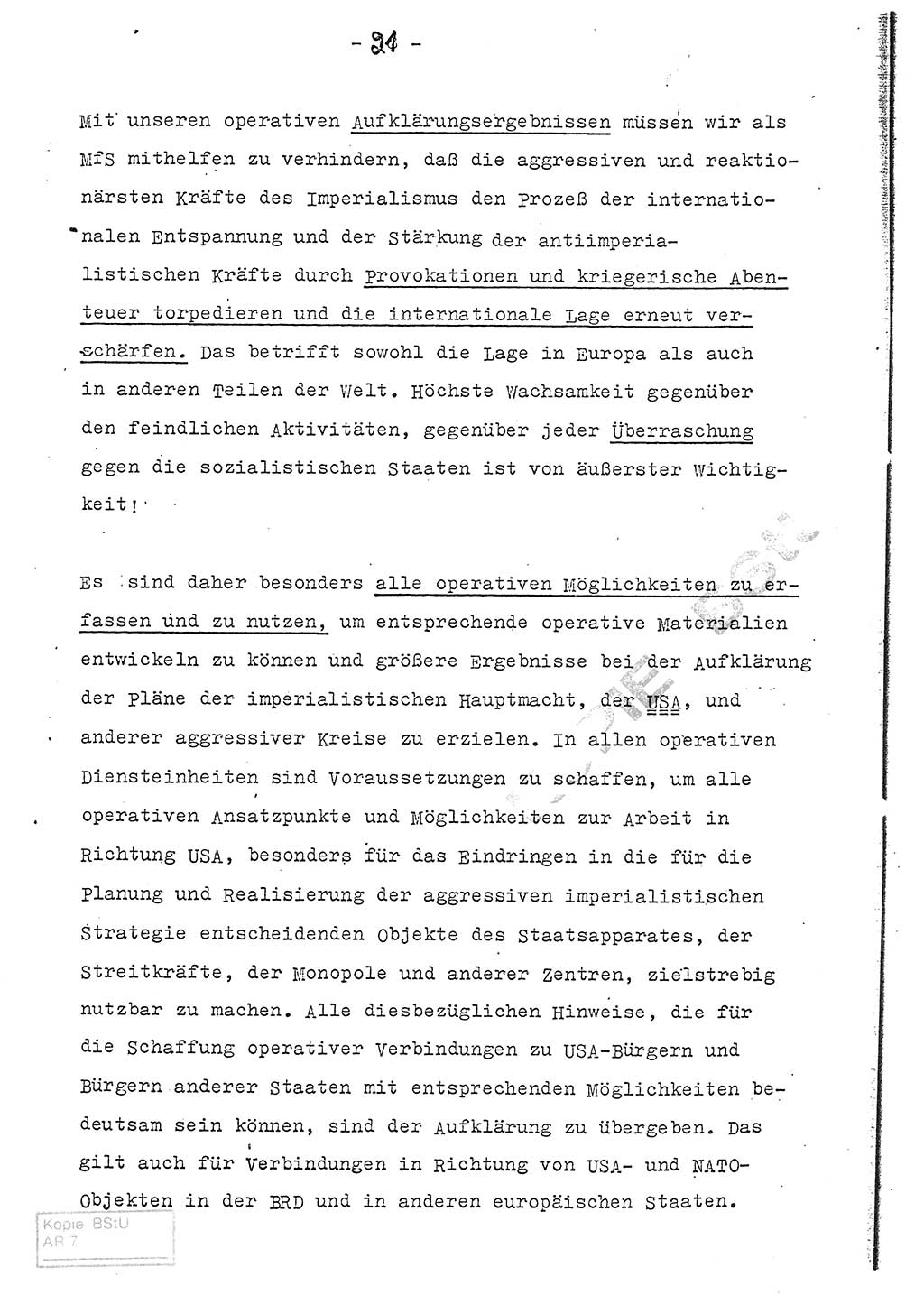 Referat (Entwurf) des Genossen Minister (Generaloberst Erich Mielke) auf der Dienstkonferenz 1972, Ministerium für Staatssicherheit (MfS) [Deutsche Demokratische Republik (DDR)], Der Minister, Geheime Verschlußsache (GVS) 008-150/72, Berlin 25.2.1972, Seite 21 (Ref. Entw. DK MfS DDR Min. GVS 008-150/72 1972, S. 21)