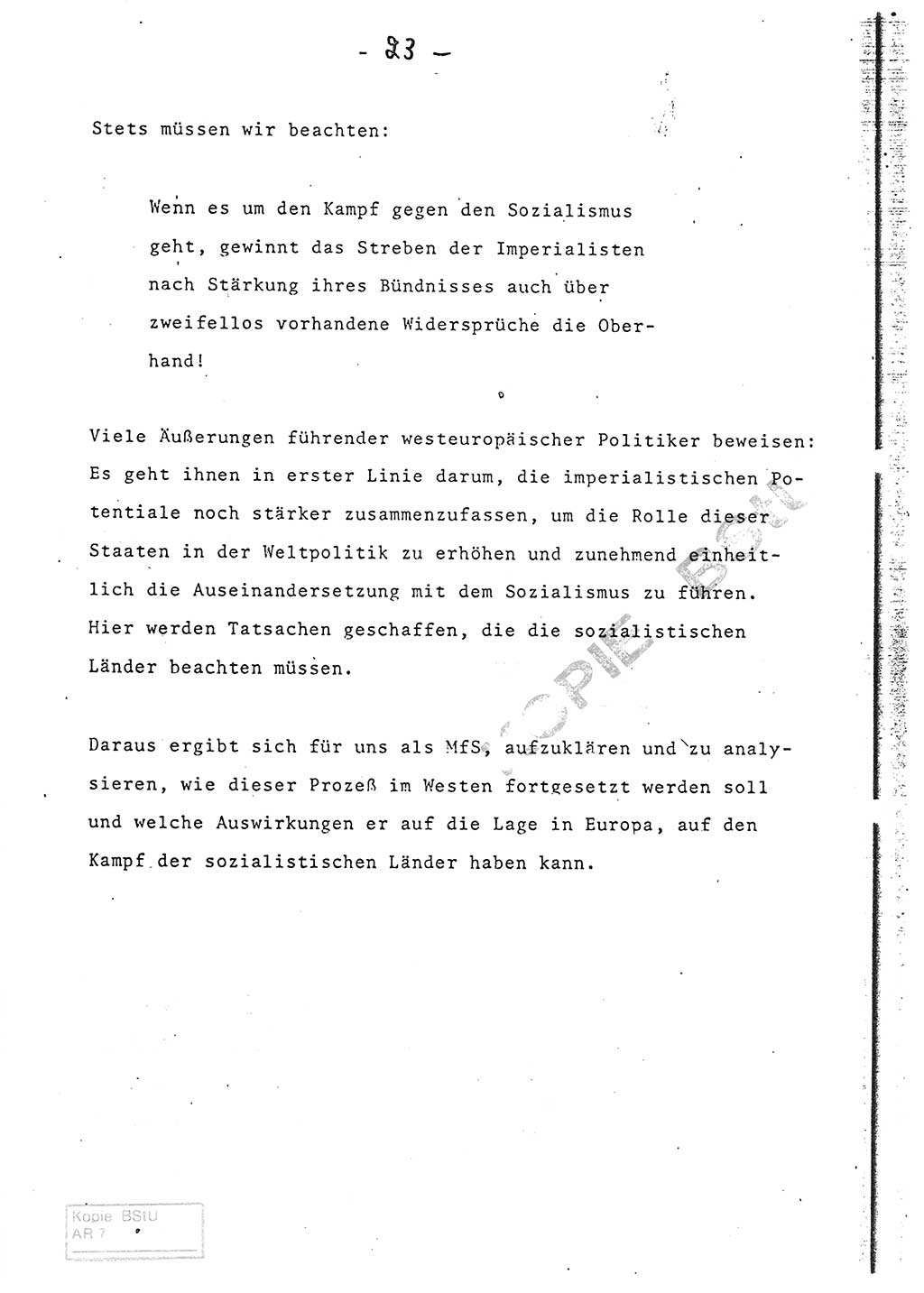 Referat (Entwurf) des Genossen Minister (Generaloberst Erich Mielke) auf der Dienstkonferenz 1972, Ministerium für Staatssicherheit (MfS) [Deutsche Demokratische Republik (DDR)], Der Minister, Geheime Verschlußsache (GVS) 008-150/72, Berlin 25.2.1972, Seite 23 (Ref. Entw. DK MfS DDR Min. GVS 008-150/72 1972, S. 23)