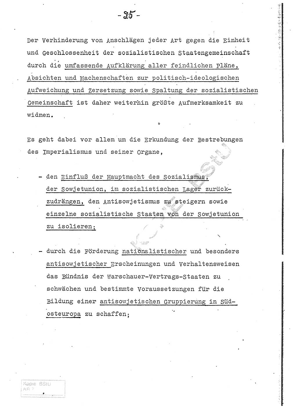 Referat (Entwurf) des Genossen Minister (Generaloberst Erich Mielke) auf der Dienstkonferenz 1972, Ministerium für Staatssicherheit (MfS) [Deutsche Demokratische Republik (DDR)], Der Minister, Geheime Verschlußsache (GVS) 008-150/72, Berlin 25.2.1972, Seite 25 (Ref. Entw. DK MfS DDR Min. GVS 008-150/72 1972, S. 25)