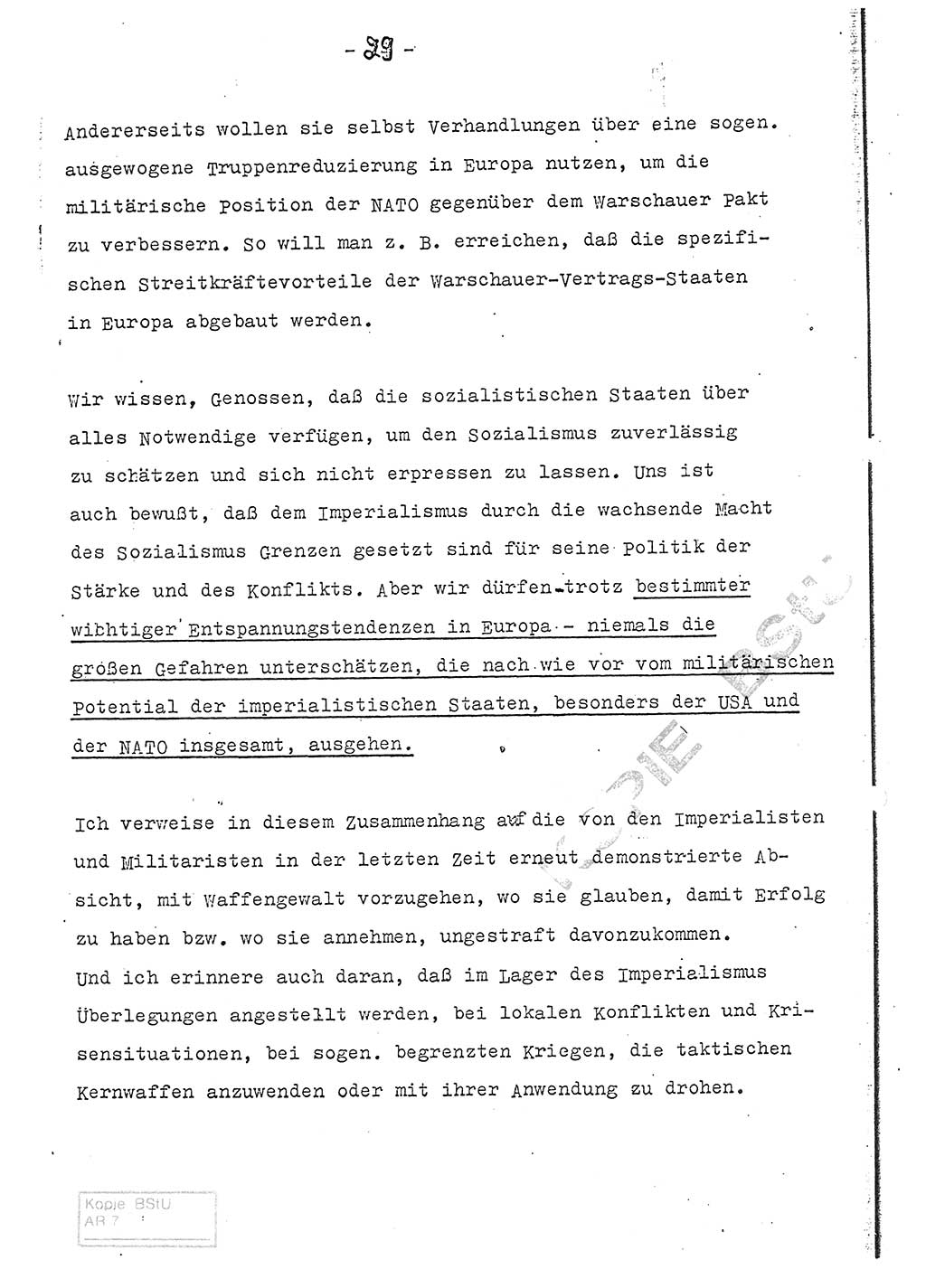 Referat (Entwurf) des Genossen Minister (Generaloberst Erich Mielke) auf der Dienstkonferenz 1972, Ministerium für Staatssicherheit (MfS) [Deutsche Demokratische Republik (DDR)], Der Minister, Geheime Verschlußsache (GVS) 008-150/72, Berlin 25.2.1972, Seite 29 (Ref. Entw. DK MfS DDR Min. GVS 008-150/72 1972, S. 29)