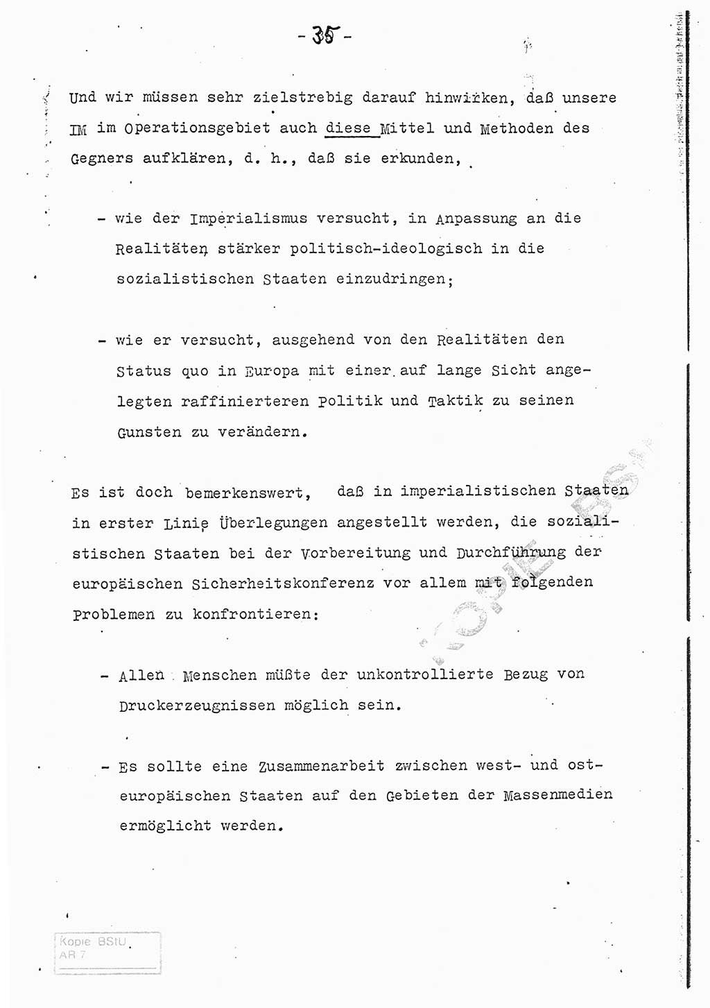 Referat (Entwurf) des Genossen Minister (Generaloberst Erich Mielke) auf der Dienstkonferenz 1972, Ministerium für Staatssicherheit (MfS) [Deutsche Demokratische Republik (DDR)], Der Minister, Geheime Verschlußsache (GVS) 008-150/72, Berlin 25.2.1972, Seite 35 (Ref. Entw. DK MfS DDR Min. GVS 008-150/72 1972, S. 35)