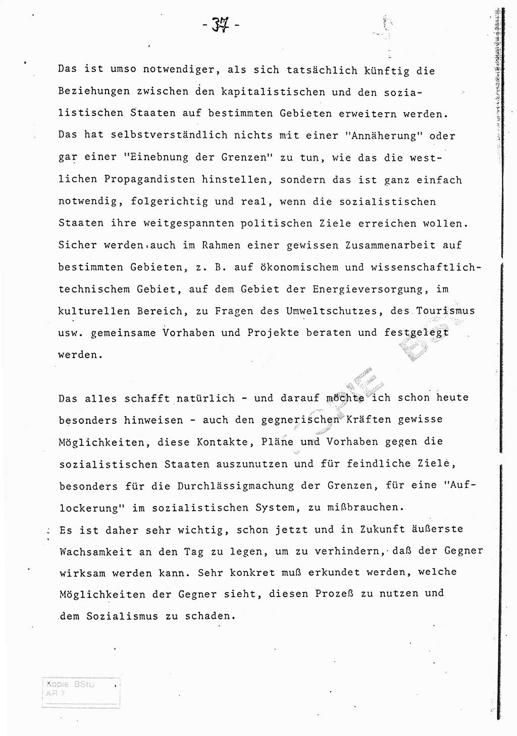 Referat (Entwurf) des Genossen Minister (Generaloberst Erich Mielke) auf der Dienstkonferenz 1972, Ministerium für Staatssicherheit (MfS) [Deutsche Demokratische Republik (DDR)], Der Minister, Geheime Verschlußsache (GVS) 008-150/72, Berlin 25.2.1972, Seite 37 (Ref. Entw. DK MfS DDR Min. GVS 008-150/72 1972, S. 37)
