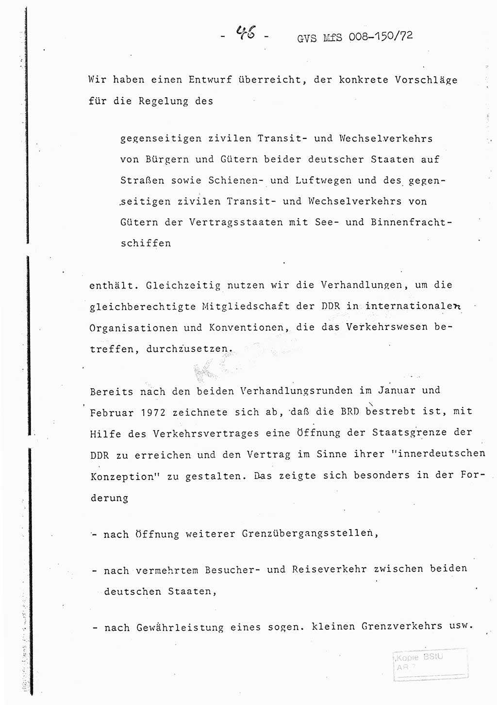 Referat (Entwurf) des Genossen Minister (Generaloberst Erich Mielke) auf der Dienstkonferenz 1972, Ministerium für Staatssicherheit (MfS) [Deutsche Demokratische Republik (DDR)], Der Minister, Geheime Verschlußsache (GVS) 008-150/72, Berlin 25.2.1972, Seite 46 (Ref. Entw. DK MfS DDR Min. GVS 008-150/72 1972, S. 46)