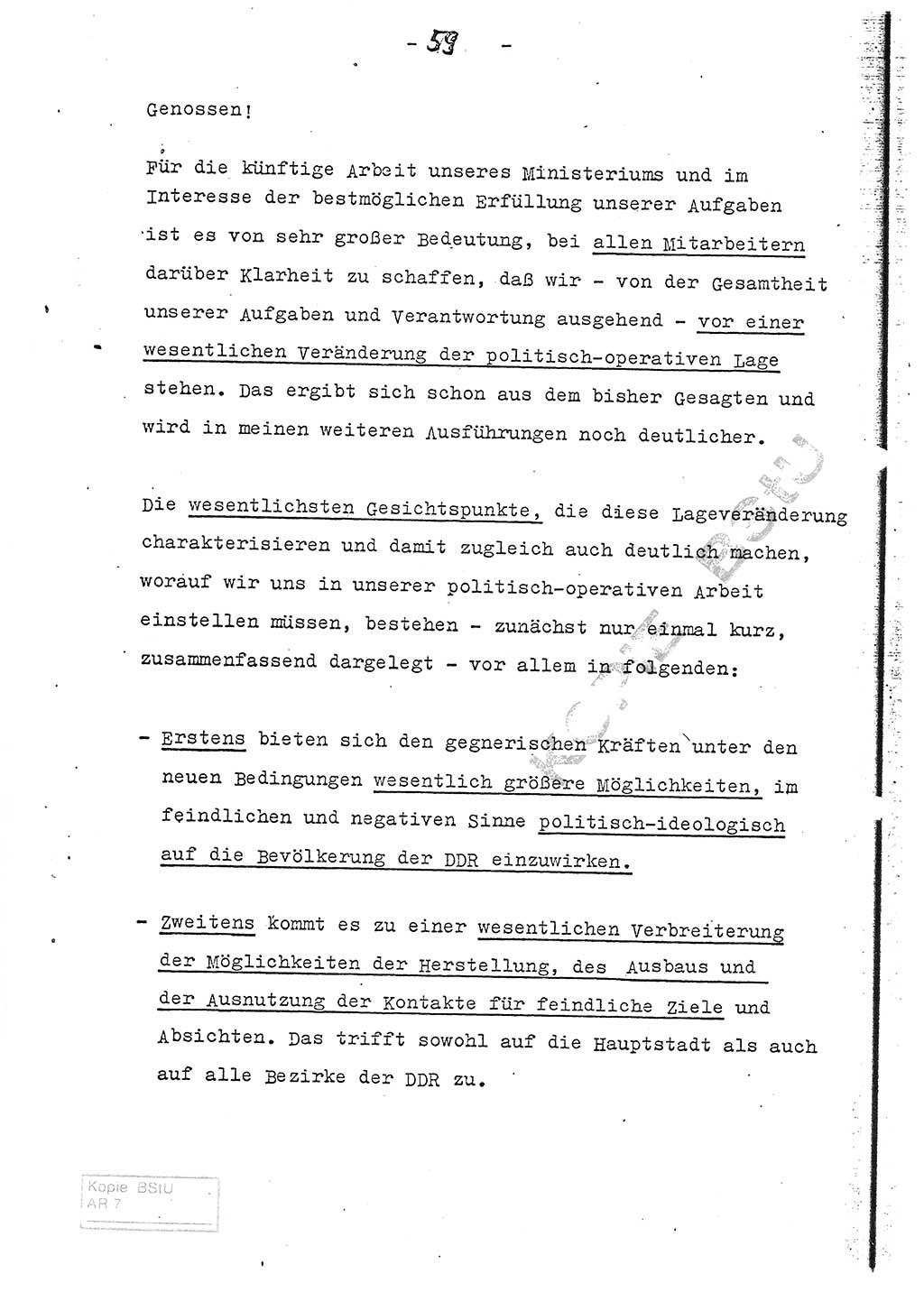 Referat (Entwurf) des Genossen Minister (Generaloberst Erich Mielke) auf der Dienstkonferenz 1972, Ministerium für Staatssicherheit (MfS) [Deutsche Demokratische Republik (DDR)], Der Minister, Geheime Verschlußsache (GVS) 008-150/72, Berlin 25.2.1972, Seite 59 (Ref. Entw. DK MfS DDR Min. GVS 008-150/72 1972, S. 59)