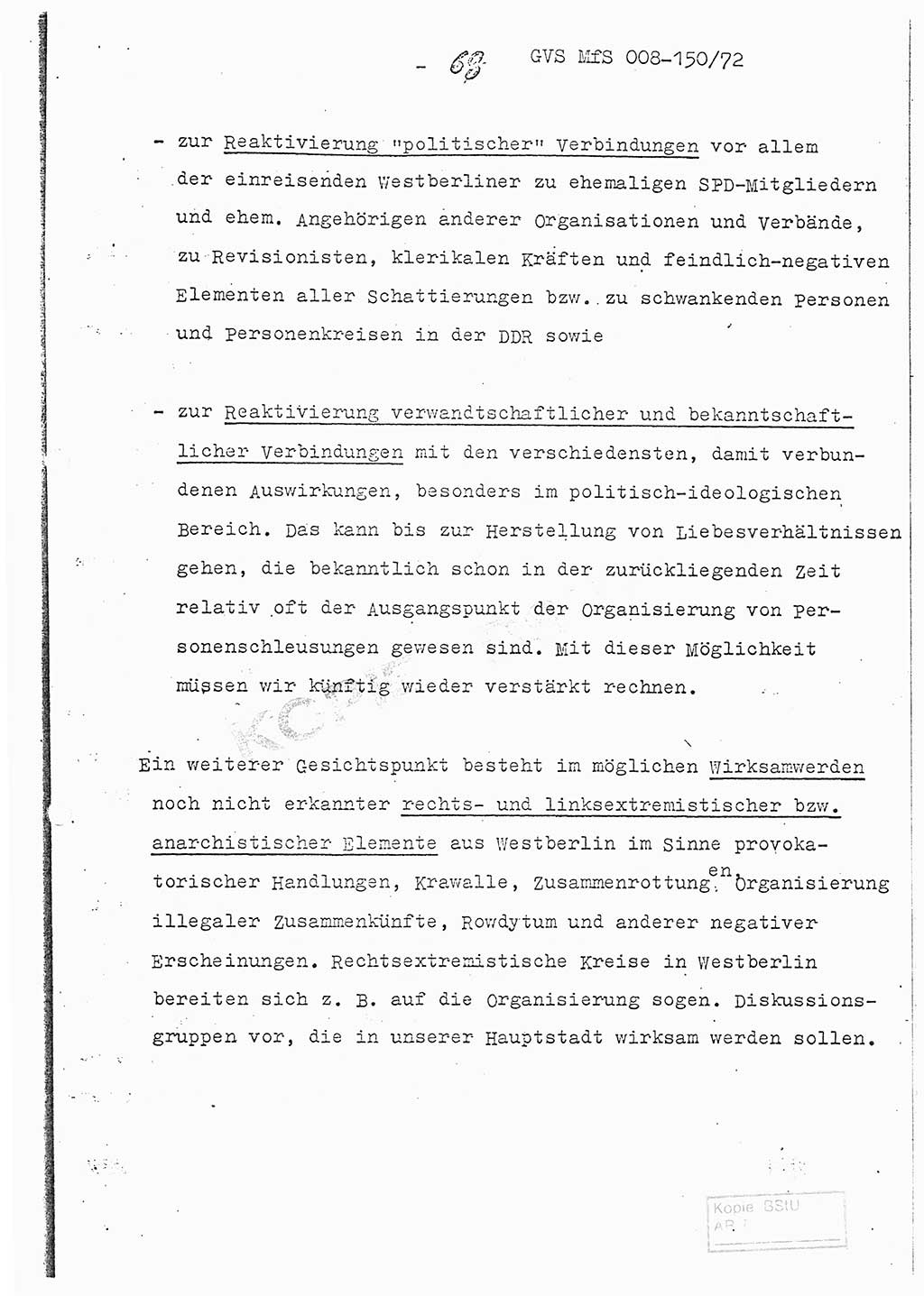 Referat (Entwurf) des Genossen Minister (Generaloberst Erich Mielke) auf der Dienstkonferenz 1972, Ministerium für Staatssicherheit (MfS) [Deutsche Demokratische Republik (DDR)], Der Minister, Geheime Verschlußsache (GVS) 008-150/72, Berlin 25.2.1972, Seite 68 (Ref. Entw. DK MfS DDR Min. GVS 008-150/72 1972, S. 68)