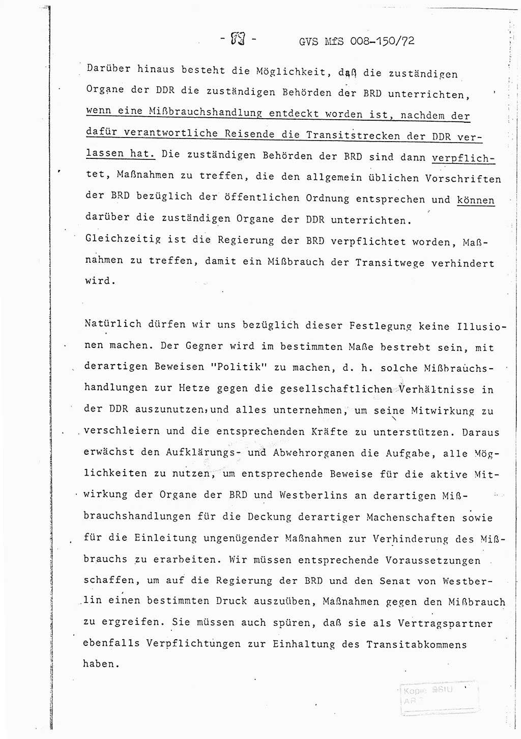 Referat (Entwurf) des Genossen Minister (Generaloberst Erich Mielke) auf der Dienstkonferenz 1972, Ministerium für Staatssicherheit (MfS) [Deutsche Demokratische Republik (DDR)], Der Minister, Geheime Verschlußsache (GVS) 008-150/72, Berlin 25.2.1972, Seite 89 (Ref. Entw. DK MfS DDR Min. GVS 008-150/72 1972, S. 89)