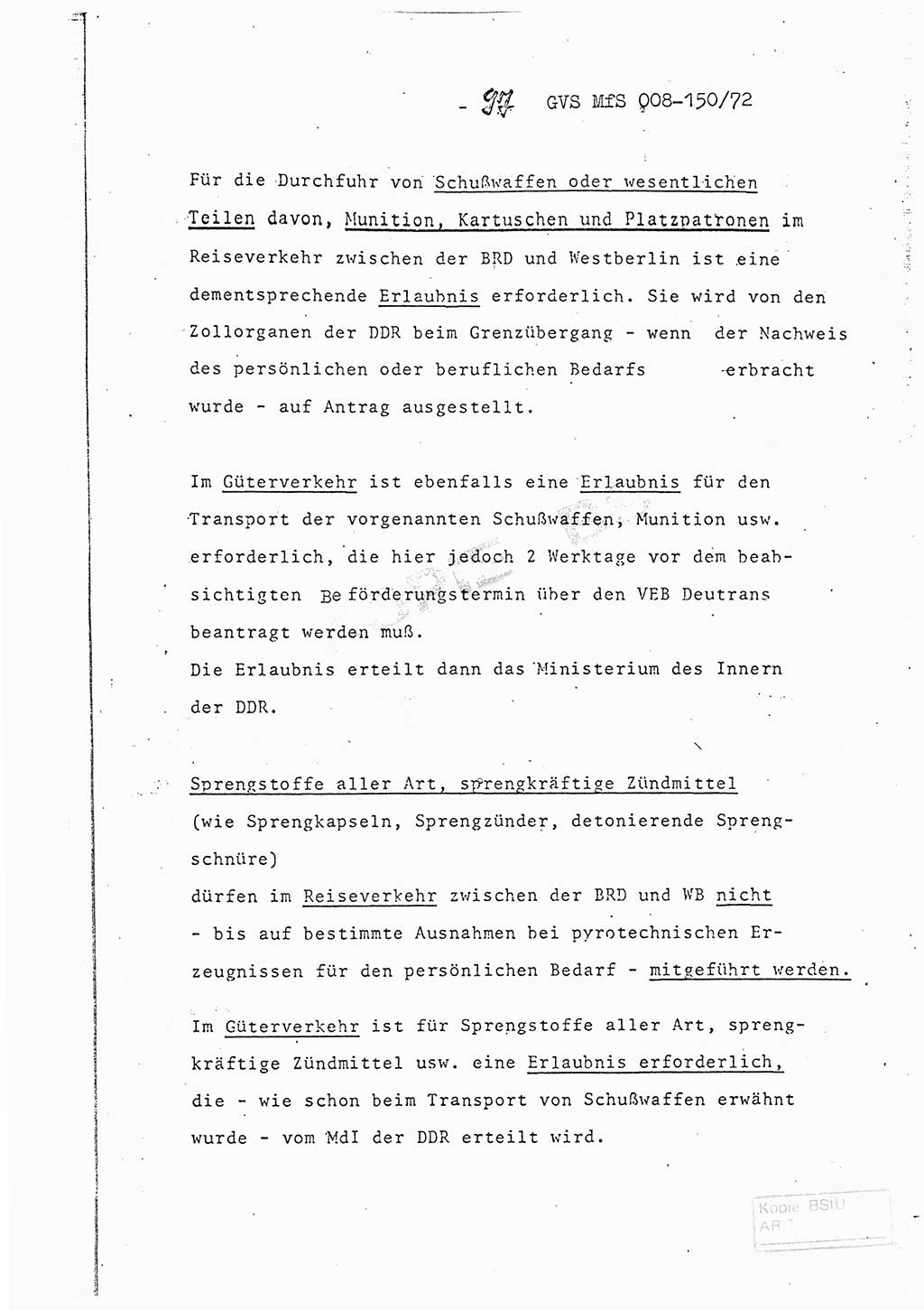 Referat (Entwurf) des Genossen Minister (Generaloberst Erich Mielke) auf der Dienstkonferenz 1972, Ministerium für Staatssicherheit (MfS) [Deutsche Demokratische Republik (DDR)], Der Minister, Geheime Verschlußsache (GVS) 008-150/72, Berlin 25.2.1972, Seite 97 (Ref. Entw. DK MfS DDR Min. GVS 008-150/72 1972, S. 97)