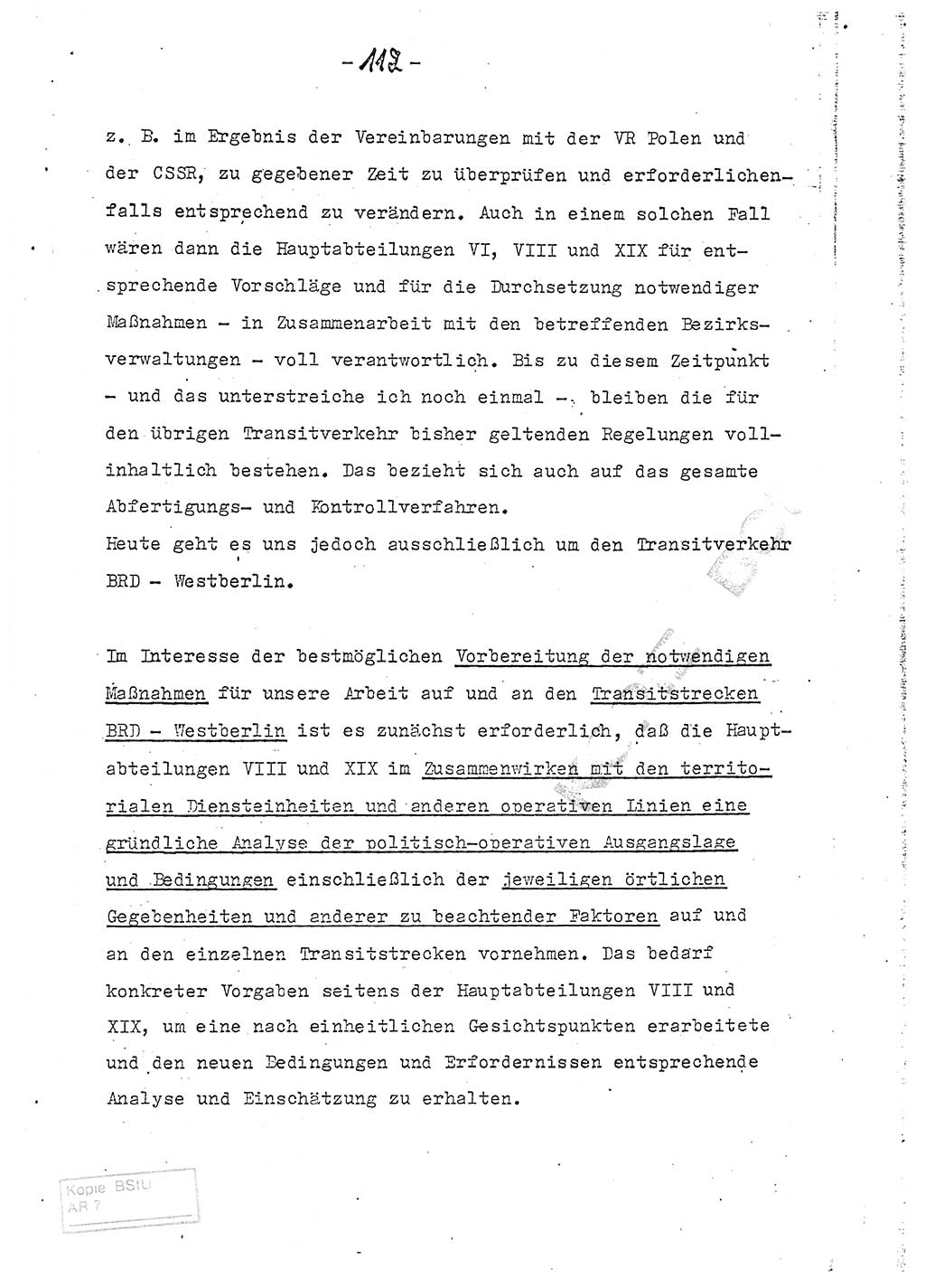 Referat (Entwurf) des Genossen Minister (Generaloberst Erich Mielke) auf der Dienstkonferenz 1972, Ministerium für Staatssicherheit (MfS) [Deutsche Demokratische Republik (DDR)], Der Minister, Geheime Verschlußsache (GVS) 008-150/72, Berlin 25.2.1972, Seite 112 (Ref. Entw. DK MfS DDR Min. GVS 008-150/72 1972, S. 112)