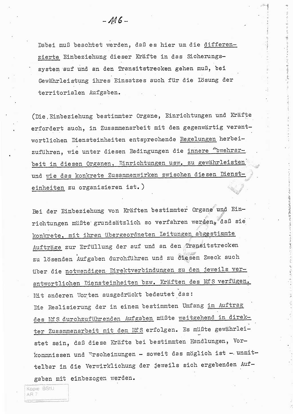 Referat (Entwurf) des Genossen Minister (Generaloberst Erich Mielke) auf der Dienstkonferenz 1972, Ministerium für Staatssicherheit (MfS) [Deutsche Demokratische Republik (DDR)], Der Minister, Geheime Verschlußsache (GVS) 008-150/72, Berlin 25.2.1972, Seite 116 (Ref. Entw. DK MfS DDR Min. GVS 008-150/72 1972, S. 116)