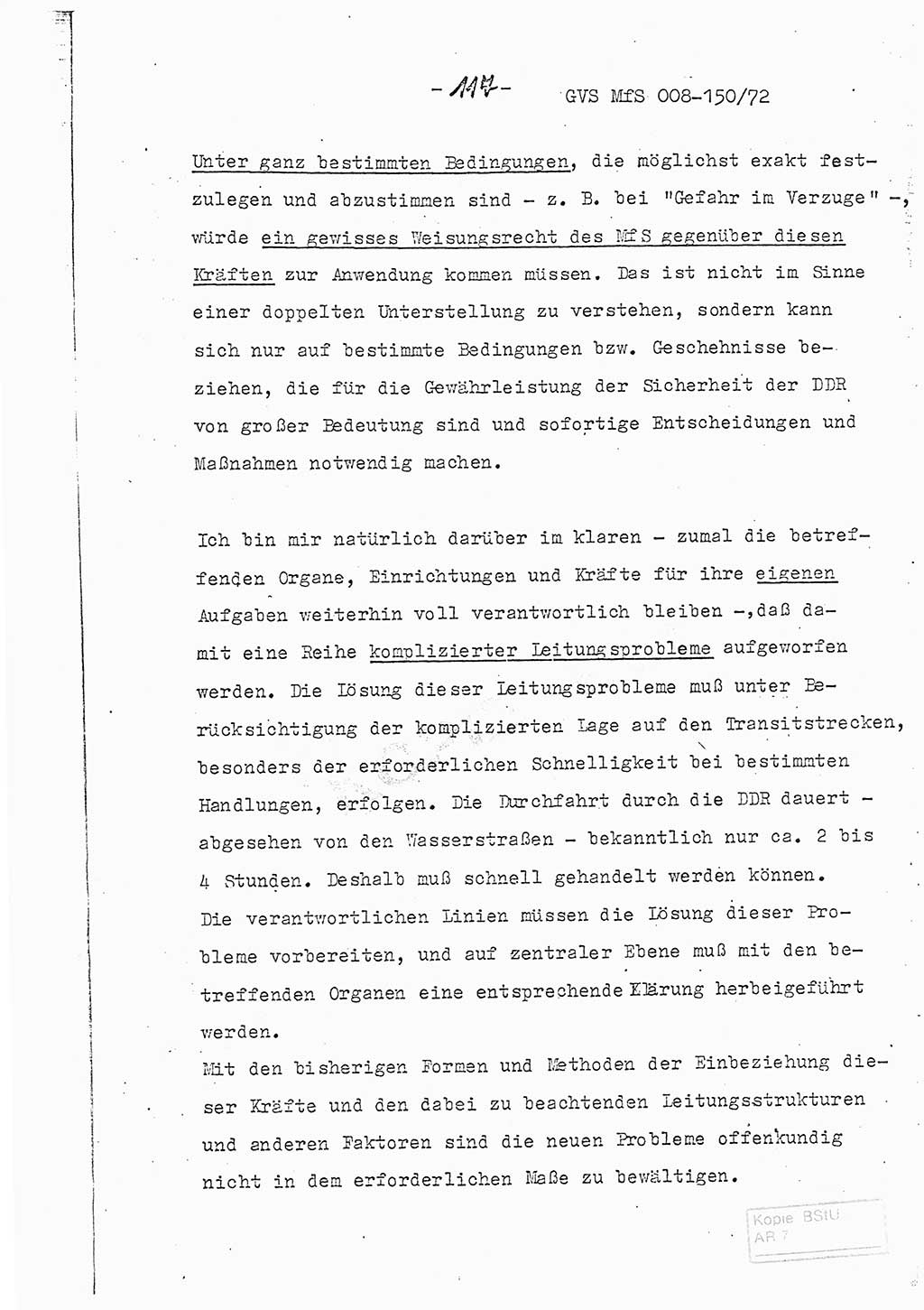 Referat (Entwurf) des Genossen Minister (Generaloberst Erich Mielke) auf der Dienstkonferenz 1972, Ministerium für Staatssicherheit (MfS) [Deutsche Demokratische Republik (DDR)], Der Minister, Geheime Verschlußsache (GVS) 008-150/72, Berlin 25.2.1972, Seite 117 (Ref. Entw. DK MfS DDR Min. GVS 008-150/72 1972, S. 117)