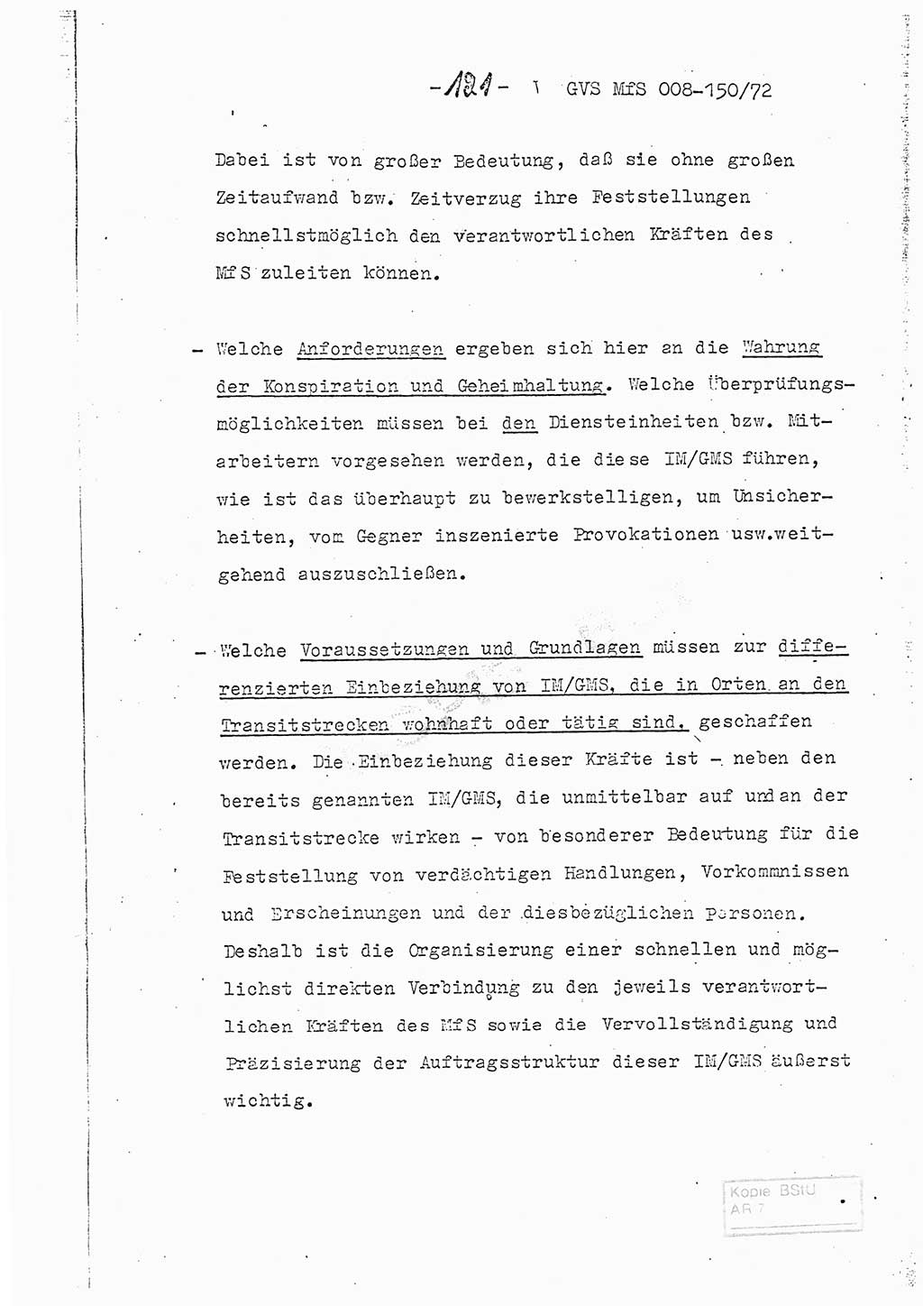 Referat (Entwurf) des Genossen Minister (Generaloberst Erich Mielke) auf der Dienstkonferenz 1972, Ministerium für Staatssicherheit (MfS) [Deutsche Demokratische Republik (DDR)], Der Minister, Geheime Verschlußsache (GVS) 008-150/72, Berlin 25.2.1972, Seite 121 (Ref. Entw. DK MfS DDR Min. GVS 008-150/72 1972, S. 121)