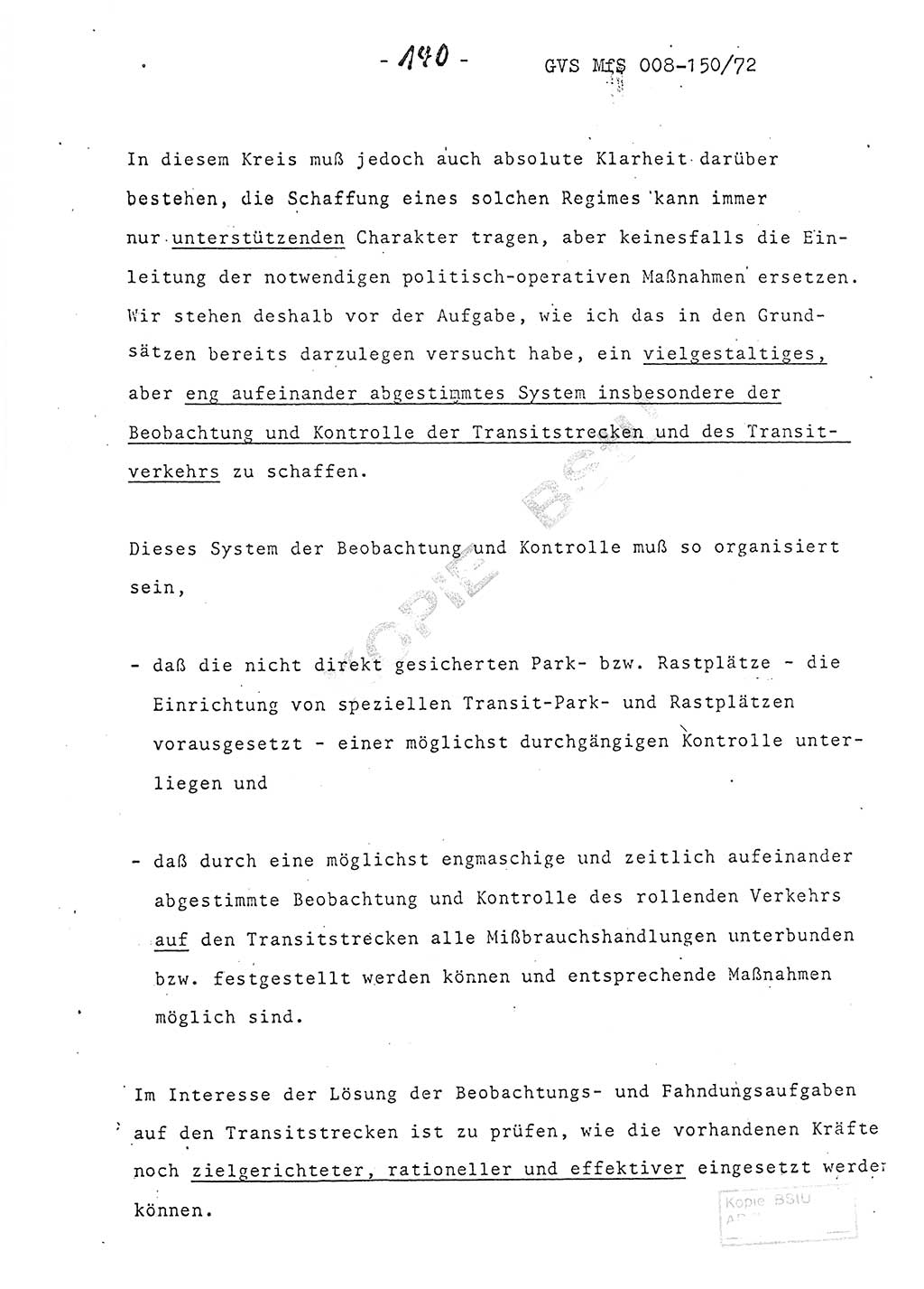 Referat (Entwurf) des Genossen Minister (Generaloberst Erich Mielke) auf der Dienstkonferenz 1972, Ministerium für Staatssicherheit (MfS) [Deutsche Demokratische Republik (DDR)], Der Minister, Geheime Verschlußsache (GVS) 008-150/72, Berlin 25.2.1972, Seite 140 (Ref. Entw. DK MfS DDR Min. GVS 008-150/72 1972, S. 140)