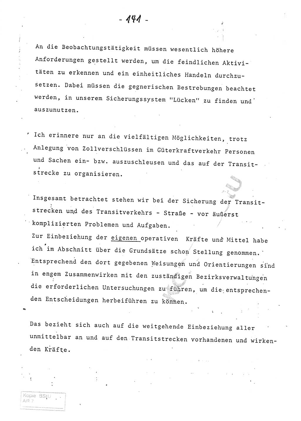 Referat (Entwurf) des Genossen Minister (Generaloberst Erich Mielke) auf der Dienstkonferenz 1972, Ministerium für Staatssicherheit (MfS) [Deutsche Demokratische Republik (DDR)], Der Minister, Geheime Verschlußsache (GVS) 008-150/72, Berlin 25.2.1972, Seite 141 (Ref. Entw. DK MfS DDR Min. GVS 008-150/72 1972, S. 141)