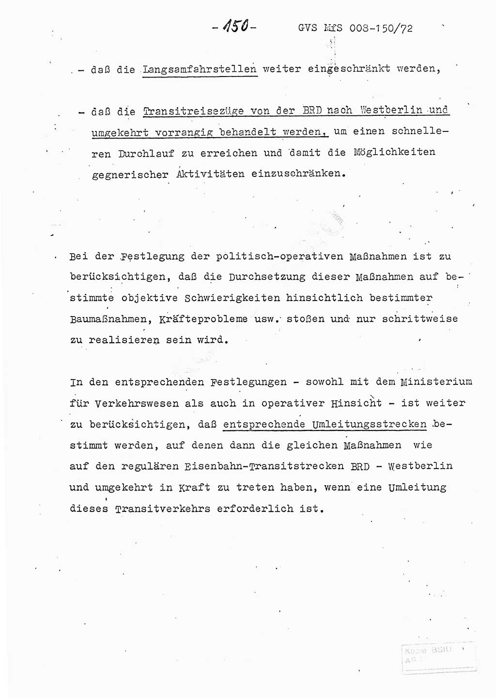 Referat (Entwurf) des Genossen Minister (Generaloberst Erich Mielke) auf der Dienstkonferenz 1972, Ministerium für Staatssicherheit (MfS) [Deutsche Demokratische Republik (DDR)], Der Minister, Geheime Verschlußsache (GVS) 008-150/72, Berlin 25.2.1972, Seite 150 (Ref. Entw. DK MfS DDR Min. GVS 008-150/72 1972, S. 150)