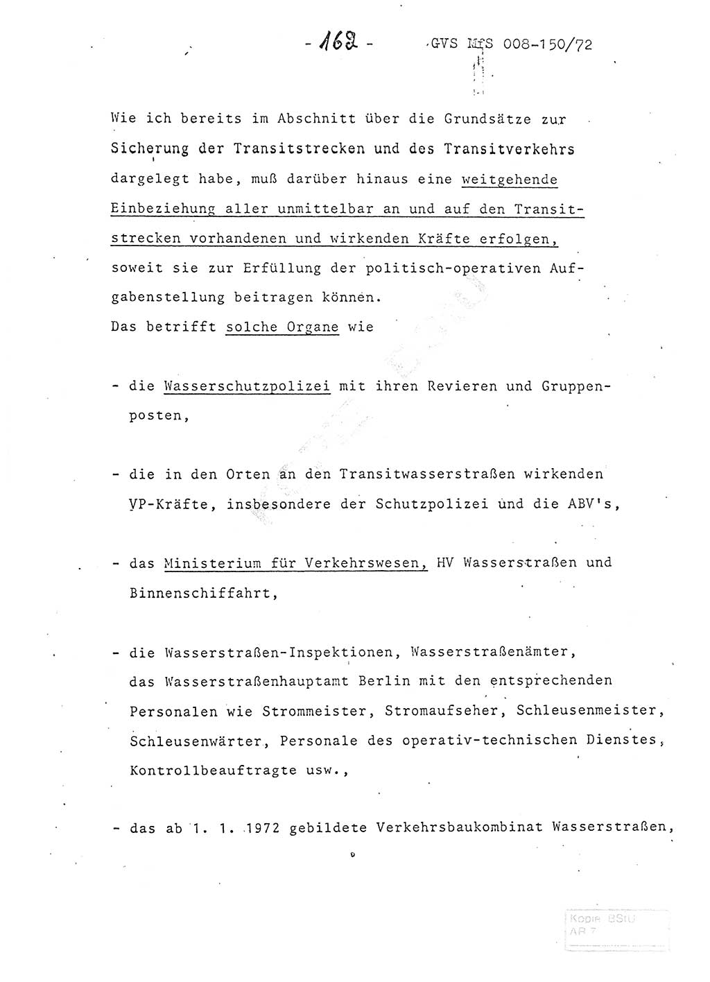 Referat (Entwurf) des Genossen Minister (Generaloberst Erich Mielke) auf der Dienstkonferenz 1972, Ministerium für Staatssicherheit (MfS) [Deutsche Demokratische Republik (DDR)], Der Minister, Geheime Verschlußsache (GVS) 008-150/72, Berlin 25.2.1972, Seite 162 (Ref. Entw. DK MfS DDR Min. GVS 008-150/72 1972, S. 162)