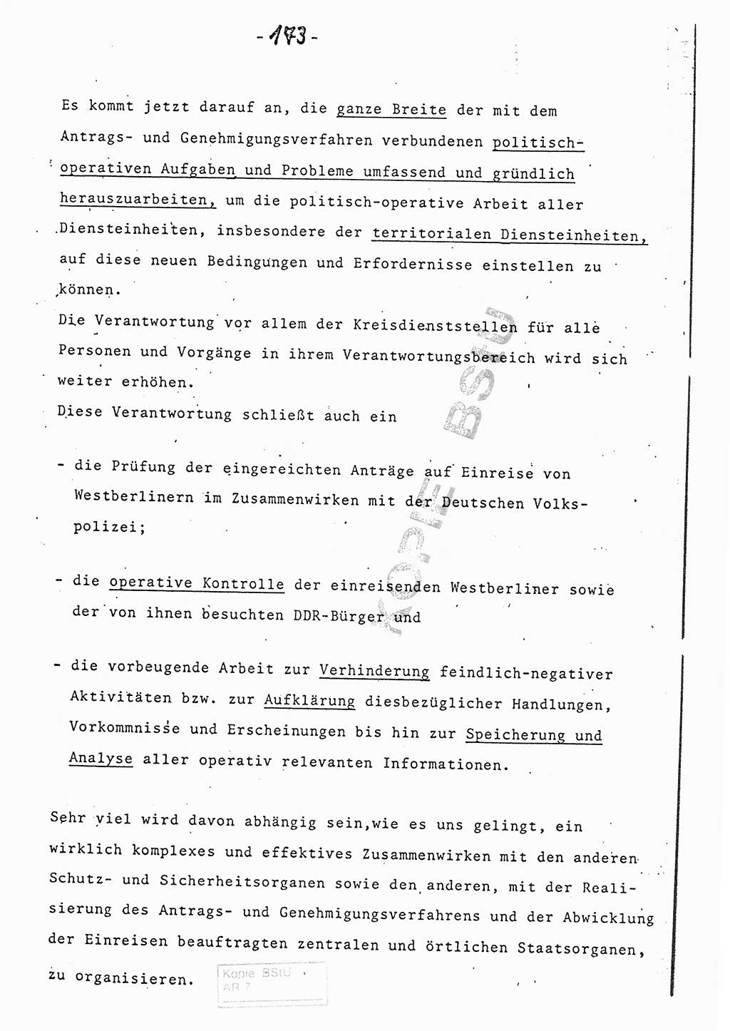Referat (Entwurf) des Genossen Minister (Generaloberst Erich Mielke) auf der Dienstkonferenz 1972, Ministerium für Staatssicherheit (MfS) [Deutsche Demokratische Republik (DDR)], Der Minister, Geheime Verschlußsache (GVS) 008-150/72, Berlin 25.2.1972, Seite 173 (Ref. Entw. DK MfS DDR Min. GVS 008-150/72 1972, S. 173)