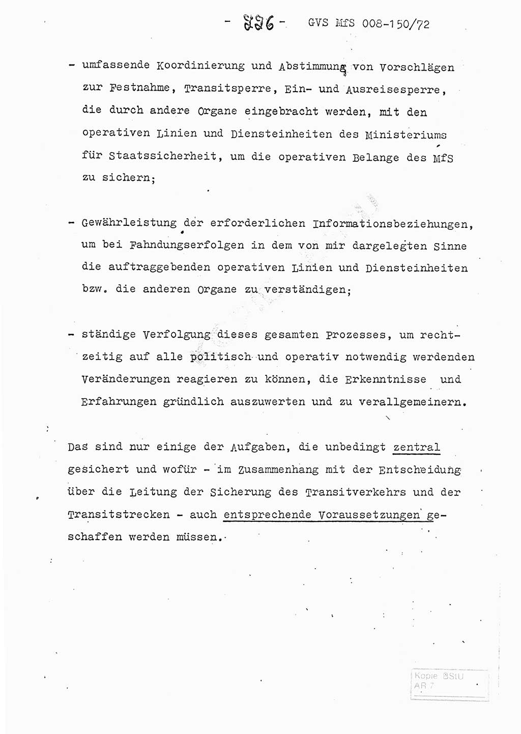 Referat (Entwurf) des Genossen Minister (Generaloberst Erich Mielke) auf der Dienstkonferenz 1972, Ministerium für Staatssicherheit (MfS) [Deutsche Demokratische Republik (DDR)], Der Minister, Geheime Verschlußsache (GVS) 008-150/72, Berlin 25.2.1972, Seite 226 (Ref. Entw. DK MfS DDR Min. GVS 008-150/72 1972, S. 226)