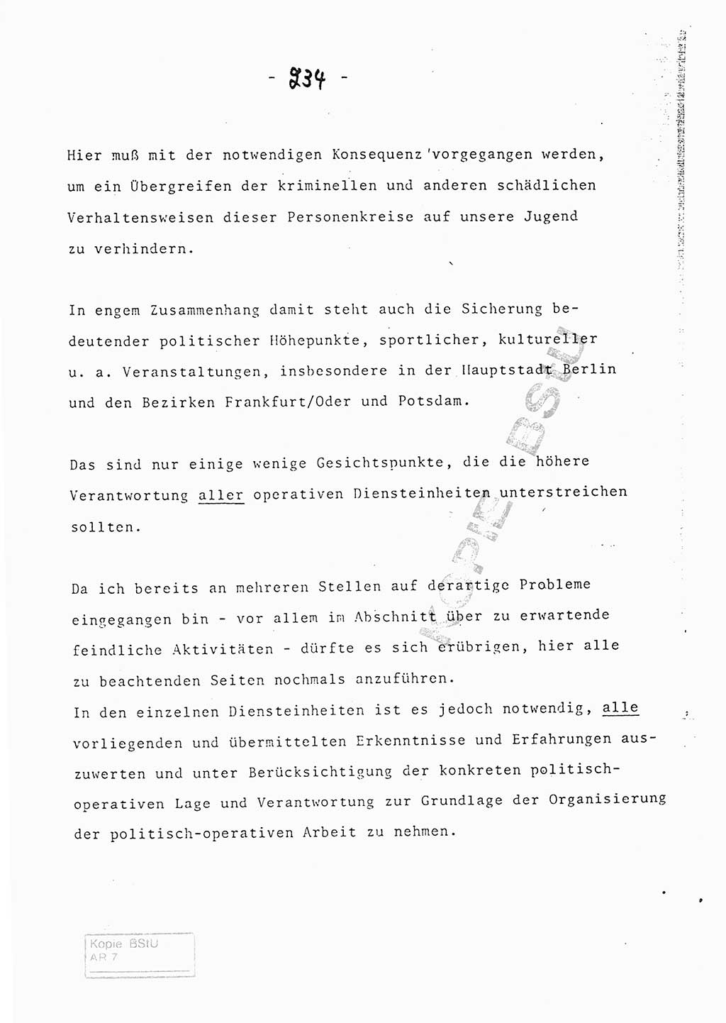 Referat (Entwurf) des Genossen Minister (Generaloberst Erich Mielke) auf der Dienstkonferenz 1972, Ministerium für Staatssicherheit (MfS) [Deutsche Demokratische Republik (DDR)], Der Minister, Geheime Verschlußsache (GVS) 008-150/72, Berlin 25.2.1972, Seite 234 (Ref. Entw. DK MfS DDR Min. GVS 008-150/72 1972, S. 234)