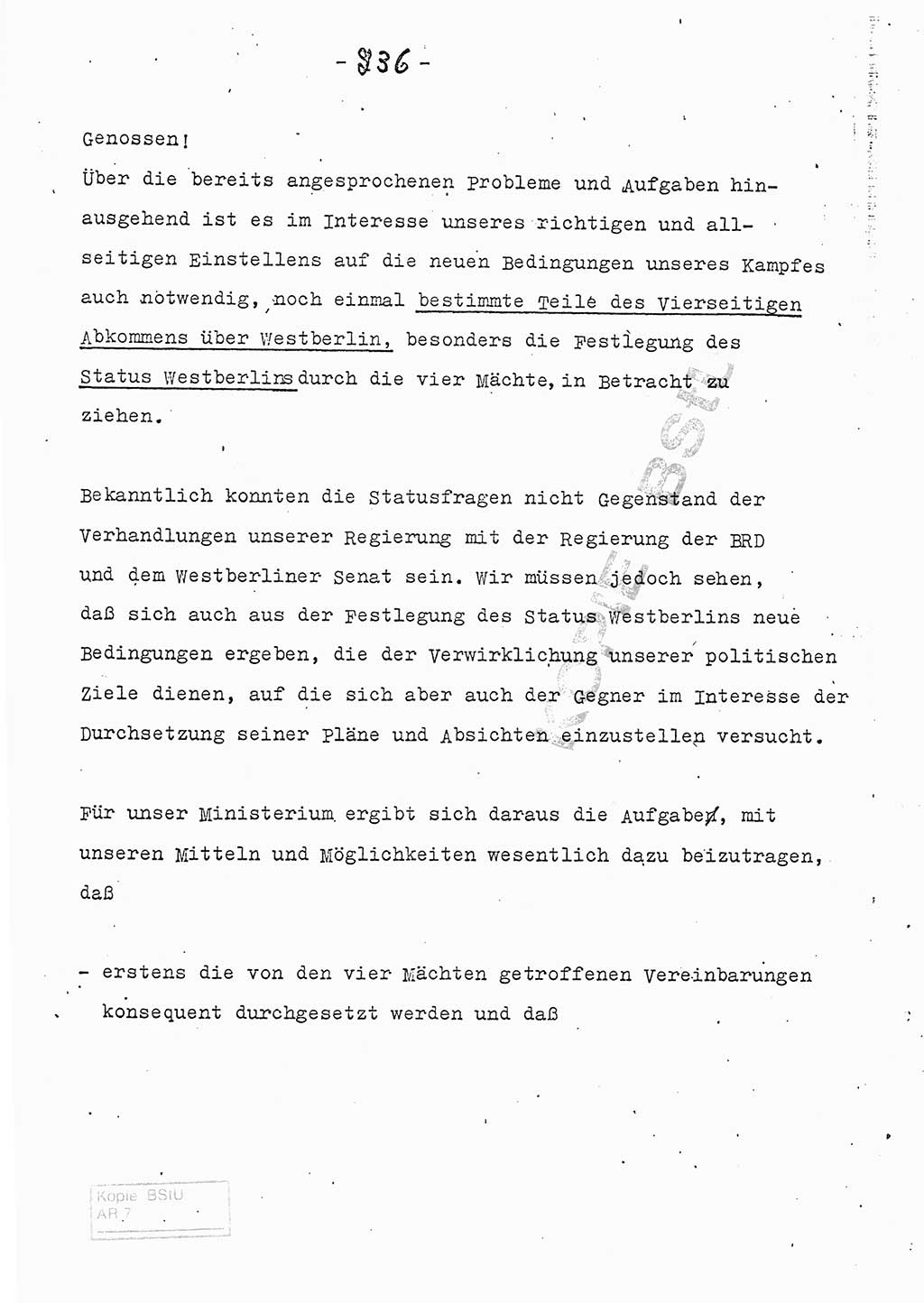 Referat (Entwurf) des Genossen Minister (Generaloberst Erich Mielke) auf der Dienstkonferenz 1972, Ministerium für Staatssicherheit (MfS) [Deutsche Demokratische Republik (DDR)], Der Minister, Geheime Verschlußsache (GVS) 008-150/72, Berlin 25.2.1972, Seite 236 (Ref. Entw. DK MfS DDR Min. GVS 008-150/72 1972, S. 236)