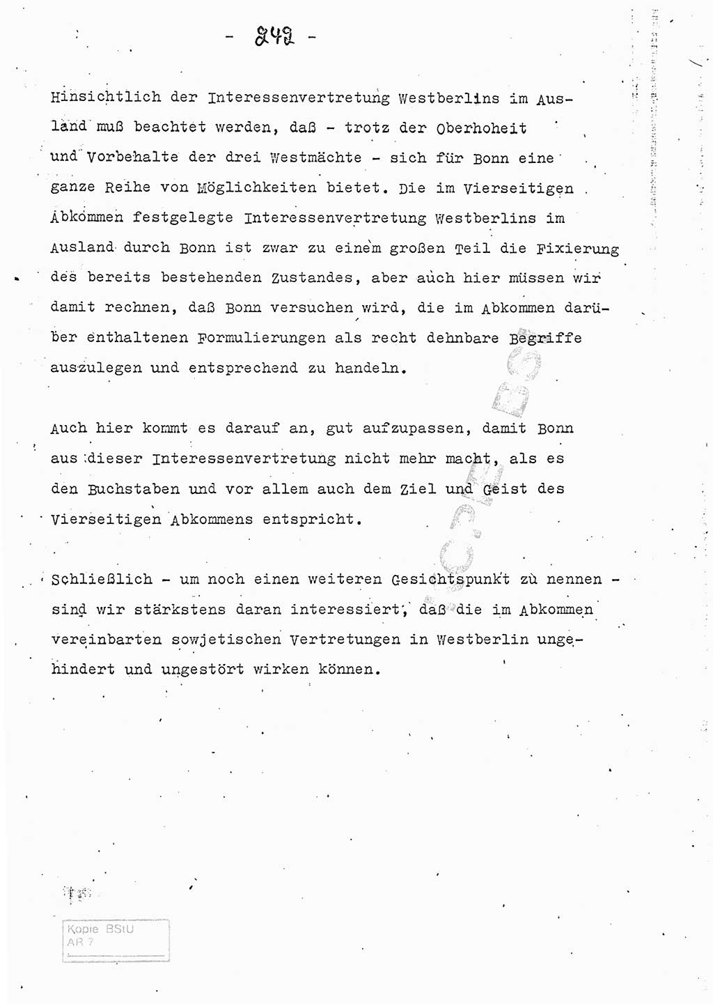Referat (Entwurf) des Genossen Minister (Generaloberst Erich Mielke) auf der Dienstkonferenz 1972, Ministerium für Staatssicherheit (MfS) [Deutsche Demokratische Republik (DDR)], Der Minister, Geheime Verschlußsache (GVS) 008-150/72, Berlin 25.2.1972, Seite 242 (Ref. Entw. DK MfS DDR Min. GVS 008-150/72 1972, S. 242)