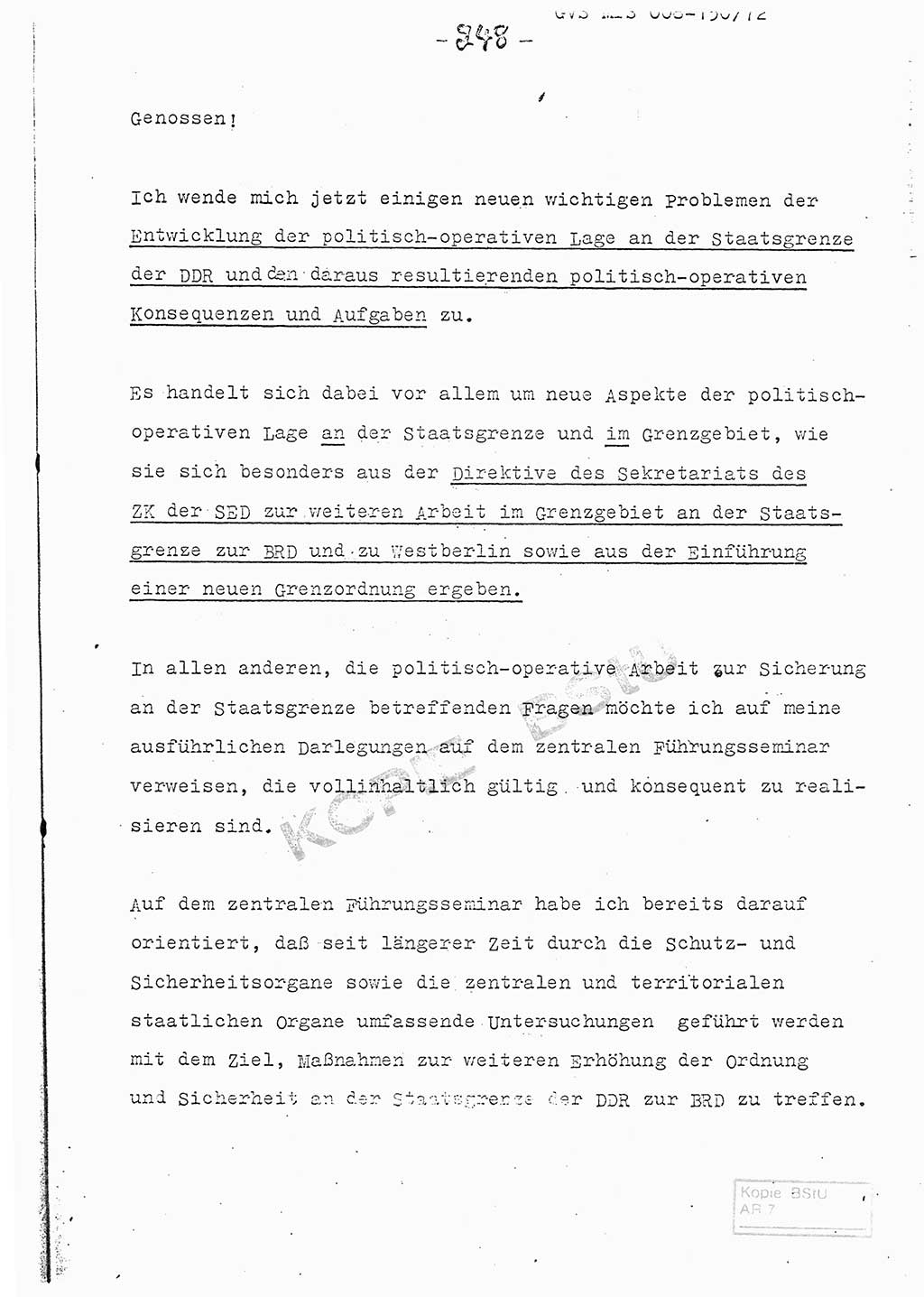 Referat (Entwurf) des Genossen Minister (Generaloberst Erich Mielke) auf der Dienstkonferenz 1972, Ministerium für Staatssicherheit (MfS) [Deutsche Demokratische Republik (DDR)], Der Minister, Geheime Verschlußsache (GVS) 008-150/72, Berlin 25.2.1972, Seite 248 (Ref. Entw. DK MfS DDR Min. GVS 008-150/72 1972, S. 248)