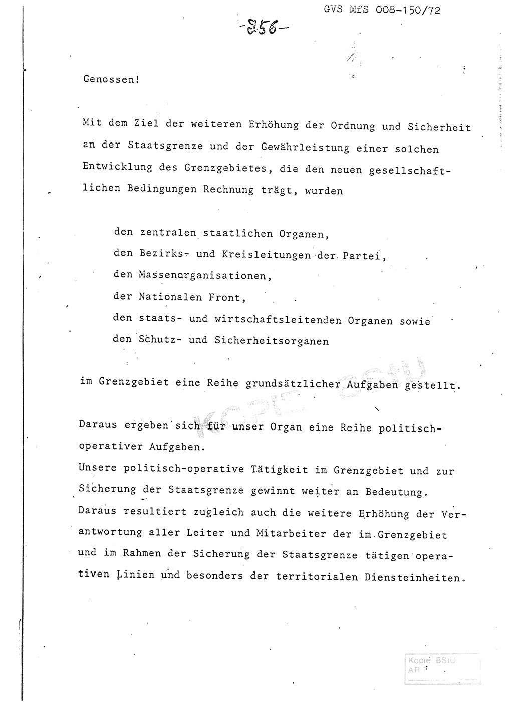 Referat (Entwurf) des Genossen Minister (Generaloberst Erich Mielke) auf der Dienstkonferenz 1972, Ministerium für Staatssicherheit (MfS) [Deutsche Demokratische Republik (DDR)], Der Minister, Geheime Verschlußsache (GVS) 008-150/72, Berlin 25.2.1972, Seite 256 (Ref. Entw. DK MfS DDR Min. GVS 008-150/72 1972, S. 256)