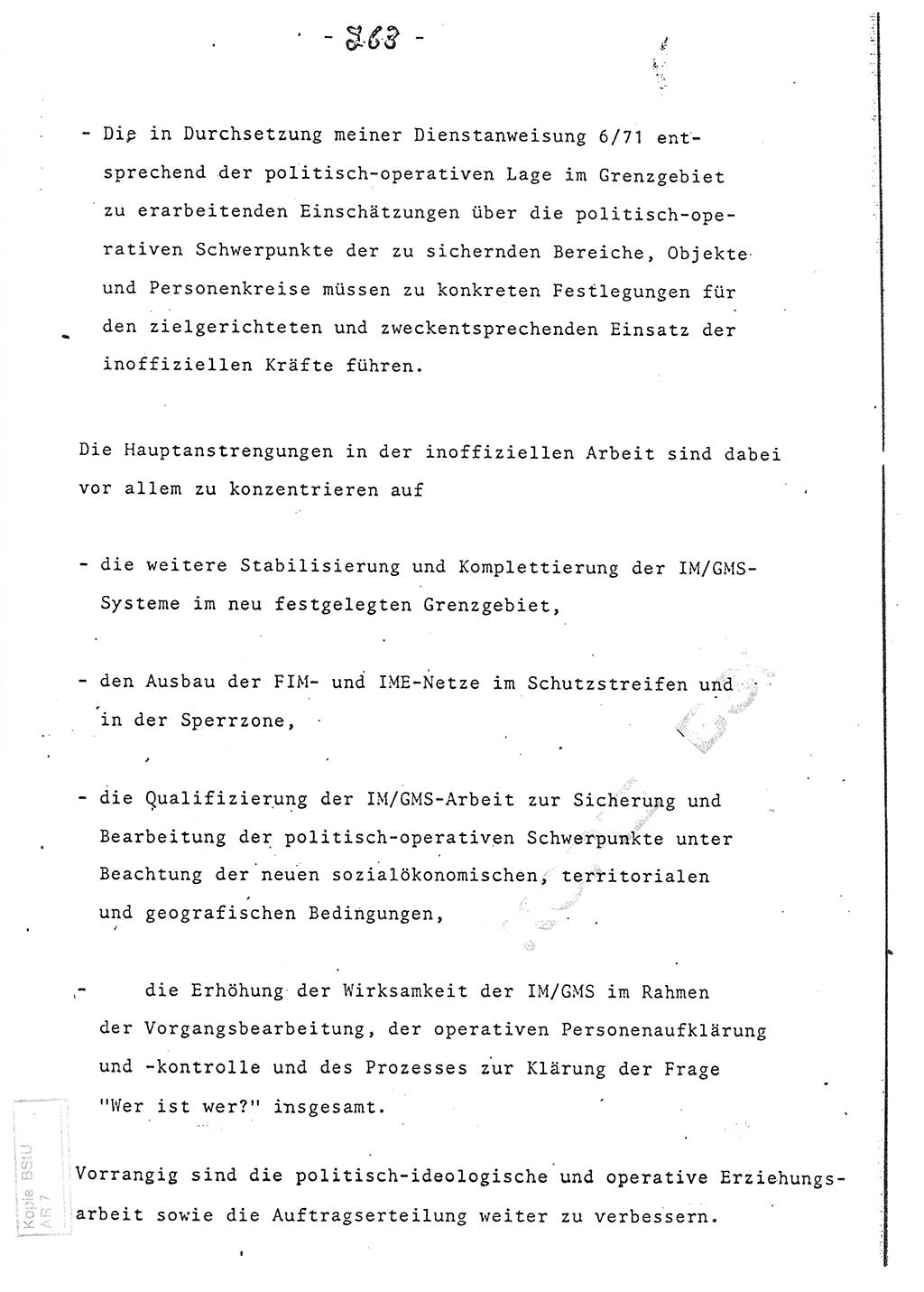 Referat (Entwurf) des Genossen Minister (Generaloberst Erich Mielke) auf der Dienstkonferenz 1972, Ministerium für Staatssicherheit (MfS) [Deutsche Demokratische Republik (DDR)], Der Minister, Geheime Verschlußsache (GVS) 008-150/72, Berlin 25.2.1972, Seite 263 (Ref. Entw. DK MfS DDR Min. GVS 008-150/72 1972, S. 263)