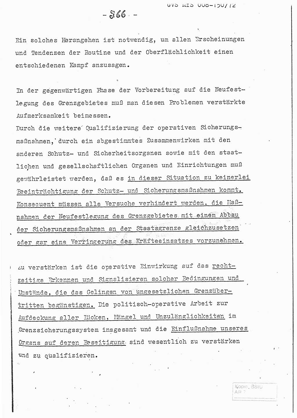 Referat (Entwurf) des Genossen Minister (Generaloberst Erich Mielke) auf der Dienstkonferenz 1972, Ministerium für Staatssicherheit (MfS) [Deutsche Demokratische Republik (DDR)], Der Minister, Geheime Verschlußsache (GVS) 008-150/72, Berlin 25.2.1972, Seite 266 (Ref. Entw. DK MfS DDR Min. GVS 008-150/72 1972, S. 266)