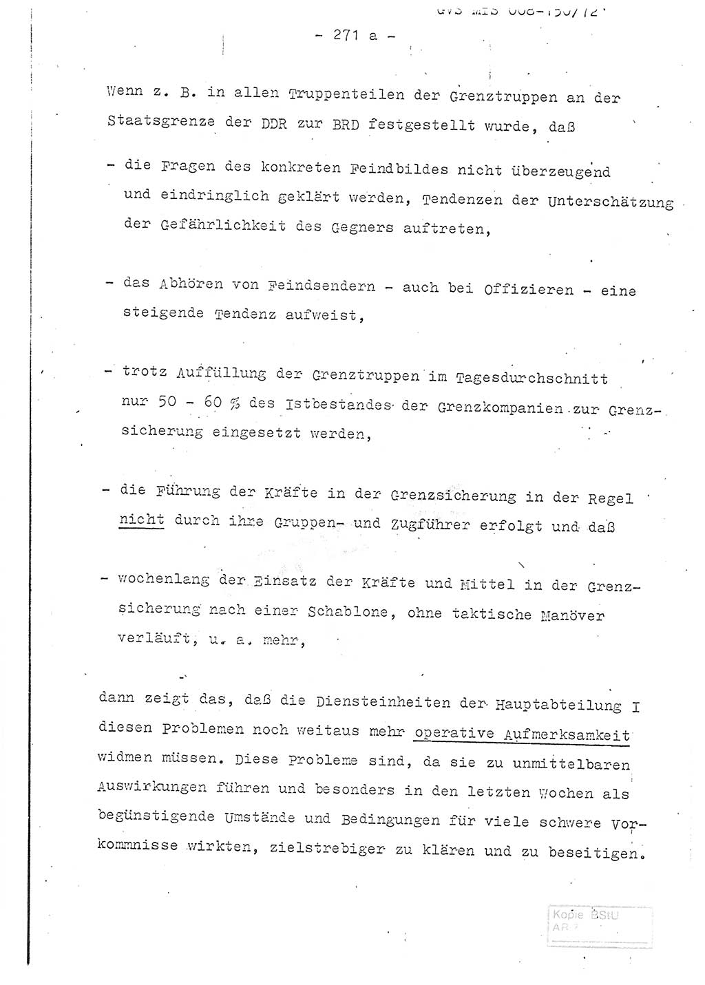 Referat (Entwurf) des Genossen Minister (Generaloberst Erich Mielke) auf der Dienstkonferenz 1972, Ministerium für Staatssicherheit (MfS) [Deutsche Demokratische Republik (DDR)], Der Minister, Geheime Verschlußsache (GVS) 008-150/72, Berlin 25.2.1972, Seite 271/1 (Ref. Entw. DK MfS DDR Min. GVS 008-150/72 1972, S. 271/1)