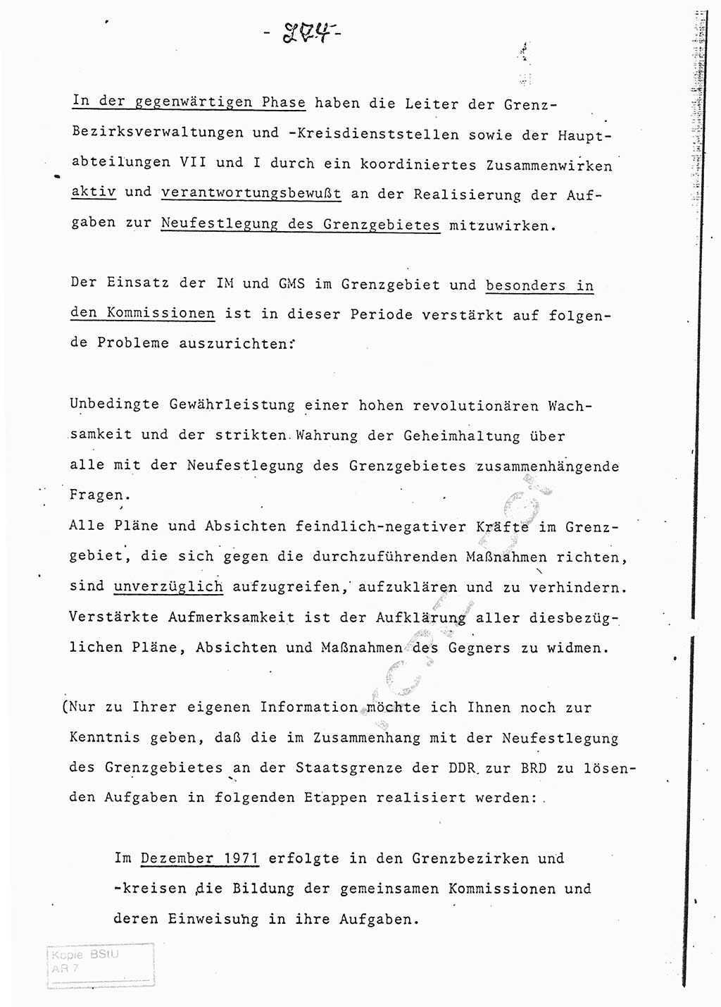 Referat (Entwurf) des Genossen Minister (Generaloberst Erich Mielke) auf der Dienstkonferenz 1972, Ministerium für Staatssicherheit (MfS) [Deutsche Demokratische Republik (DDR)], Der Minister, Geheime Verschlußsache (GVS) 008-150/72, Berlin 25.2.1972, Seite 274 (Ref. Entw. DK MfS DDR Min. GVS 008-150/72 1972, S. 274)
