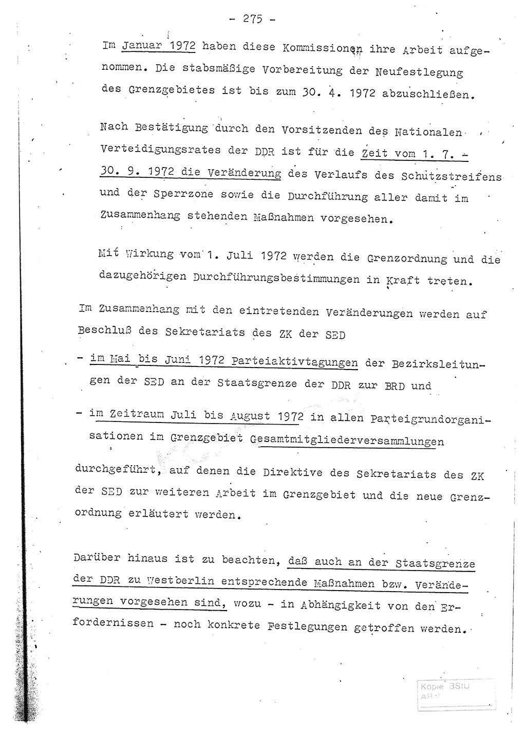 Referat (Entwurf) des Genossen Minister (Generaloberst Erich Mielke) auf der Dienstkonferenz 1972, Ministerium für Staatssicherheit (MfS) [Deutsche Demokratische Republik (DDR)], Der Minister, Geheime Verschlußsache (GVS) 008-150/72, Berlin 25.2.1972, Seite 275 (Ref. Entw. DK MfS DDR Min. GVS 008-150/72 1972, S. 275)