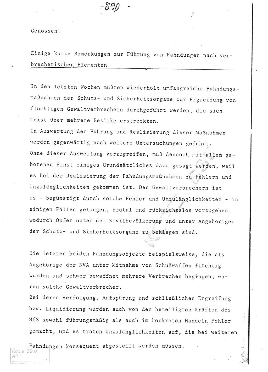 Referat (Entwurf) des Genossen Minister (Generaloberst Erich Mielke) auf der Dienstkonferenz 1972, Ministerium für Staatssicherheit (MfS) [Deutsche Demokratische Republik (DDR)], Der Minister, Geheime Verschlußsache (GVS) 008-150/72, Berlin 25.2.1972, Seite 290 (Ref. Entw. DK MfS DDR Min. GVS 008-150/72 1972, S. 290)