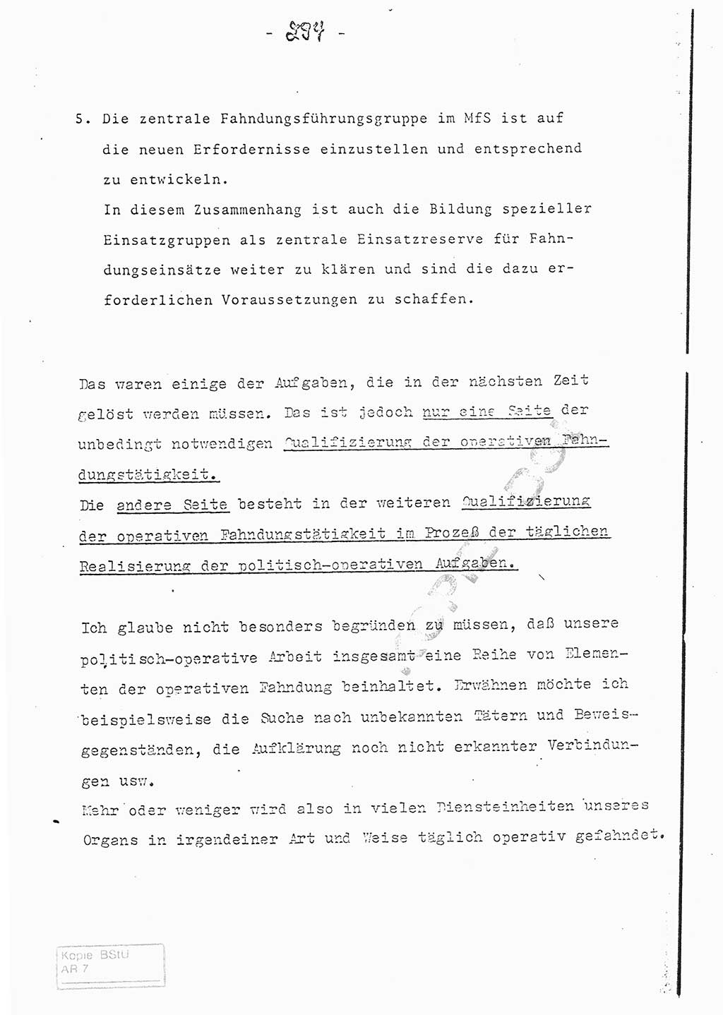Referat (Entwurf) des Genossen Minister (Generaloberst Erich Mielke) auf der Dienstkonferenz 1972, Ministerium für Staatssicherheit (MfS) [Deutsche Demokratische Republik (DDR)], Der Minister, Geheime Verschlußsache (GVS) 008-150/72, Berlin 25.2.1972, Seite 294 (Ref. Entw. DK MfS DDR Min. GVS 008-150/72 1972, S. 294)
