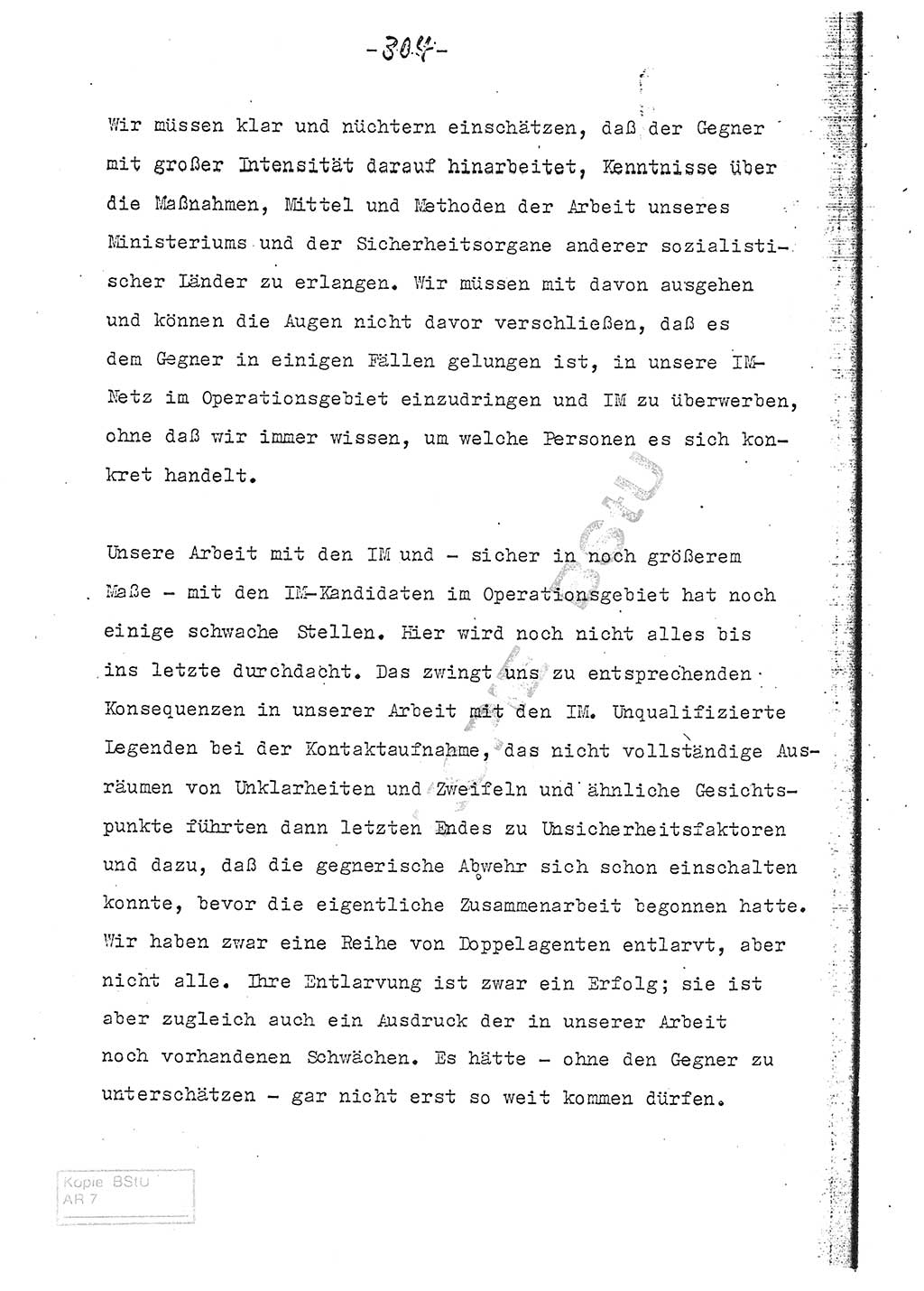 Referat (Entwurf) des Genossen Minister (Generaloberst Erich Mielke) auf der Dienstkonferenz 1972, Ministerium für Staatssicherheit (MfS) [Deutsche Demokratische Republik (DDR)], Der Minister, Geheime Verschlußsache (GVS) 008-150/72, Berlin 25.2.1972, Seite 304 (Ref. Entw. DK MfS DDR Min. GVS 008-150/72 1972, S. 304)
