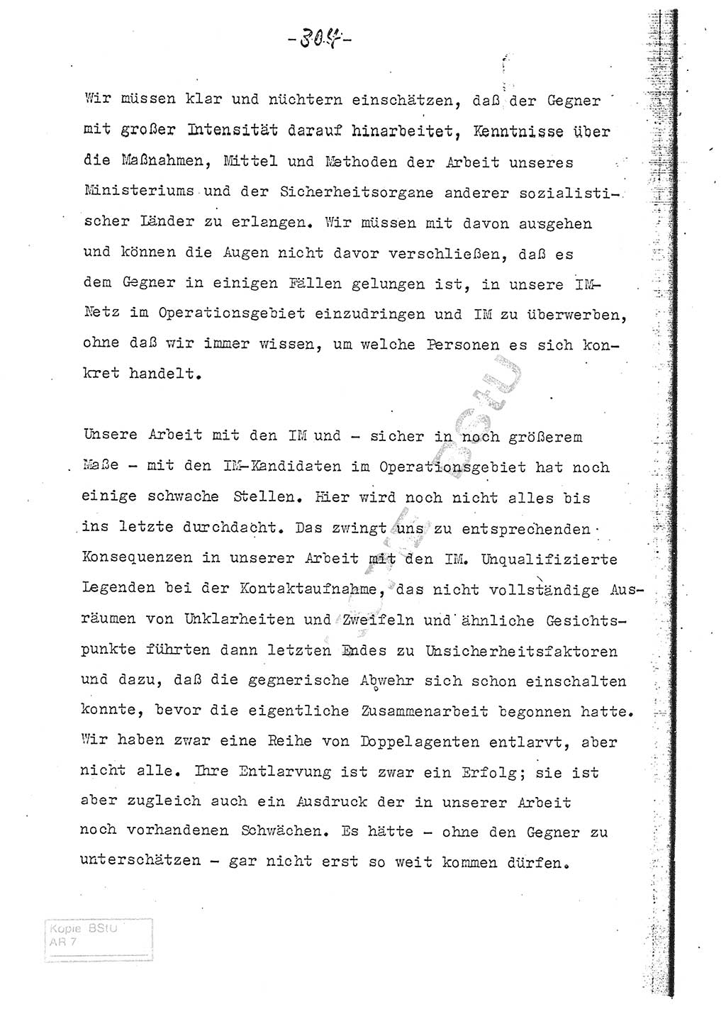 Referat (Entwurf) des Genossen Minister (Generaloberst Erich Mielke) auf der Dienstkonferenz 1972, Ministerium für Staatssicherheit (MfS) [Deutsche Demokratische Republik (DDR)], Der Minister, Geheime Verschlußsache (GVS) 008-150/72, Berlin 25.2.1972, Seite 304 (Ref. Entw. DK MfS DDR Min. GVS 008-150/72 1972, S. 304)