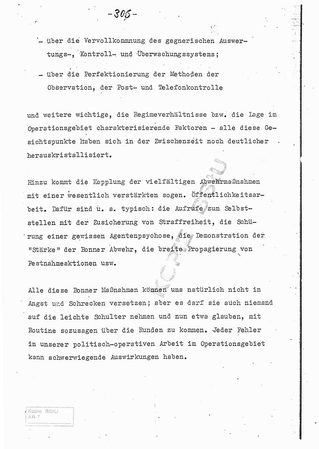 Referat (Entwurf) des Genossen Minister (Generaloberst Erich Mielke) auf der Dienstkonferenz 1972, Ministerium für Staatssicherheit (MfS) [Deutsche Demokratische Republik (DDR)], Der Minister, Geheime Verschlußsache (GVS) 008-150/72, Berlin 25.2.1972, Seite 306 (Ref. Entw. DK MfS DDR Min. GVS 008-150/72 1972, S. 306)