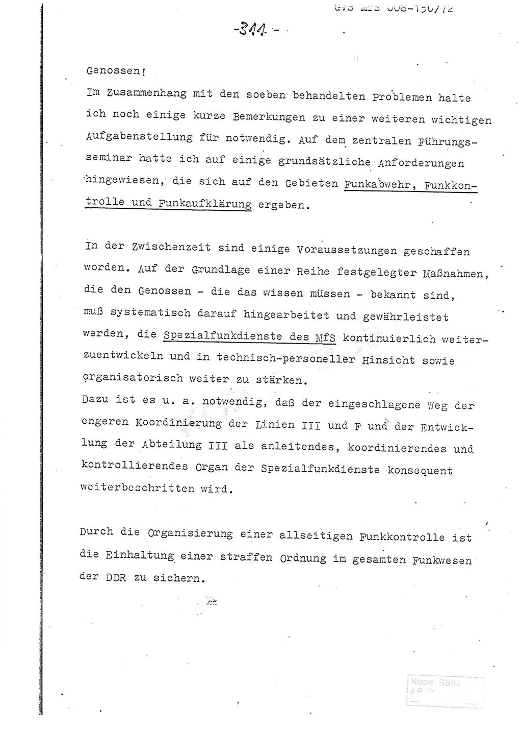 Referat (Entwurf) des Genossen Minister (Generaloberst Erich Mielke) auf der Dienstkonferenz 1972, Ministerium für Staatssicherheit (MfS) [Deutsche Demokratische Republik (DDR)], Der Minister, Geheime Verschlußsache (GVS) 008-150/72, Berlin 25.2.1972, Seite 311 (Ref. Entw. DK MfS DDR Min. GVS 008-150/72 1972, S. 311)